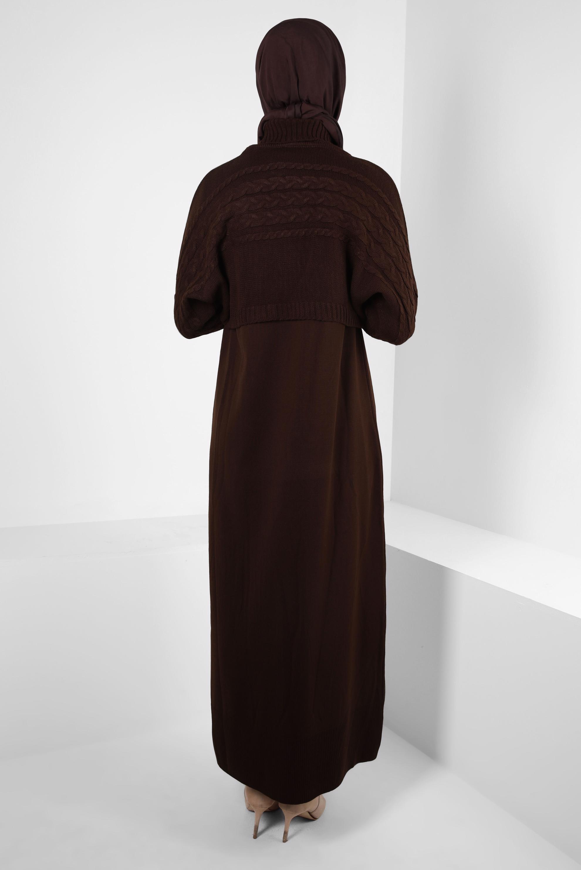 Hijab clothing BROWN KNITWEAR DRESS SUIT 44090