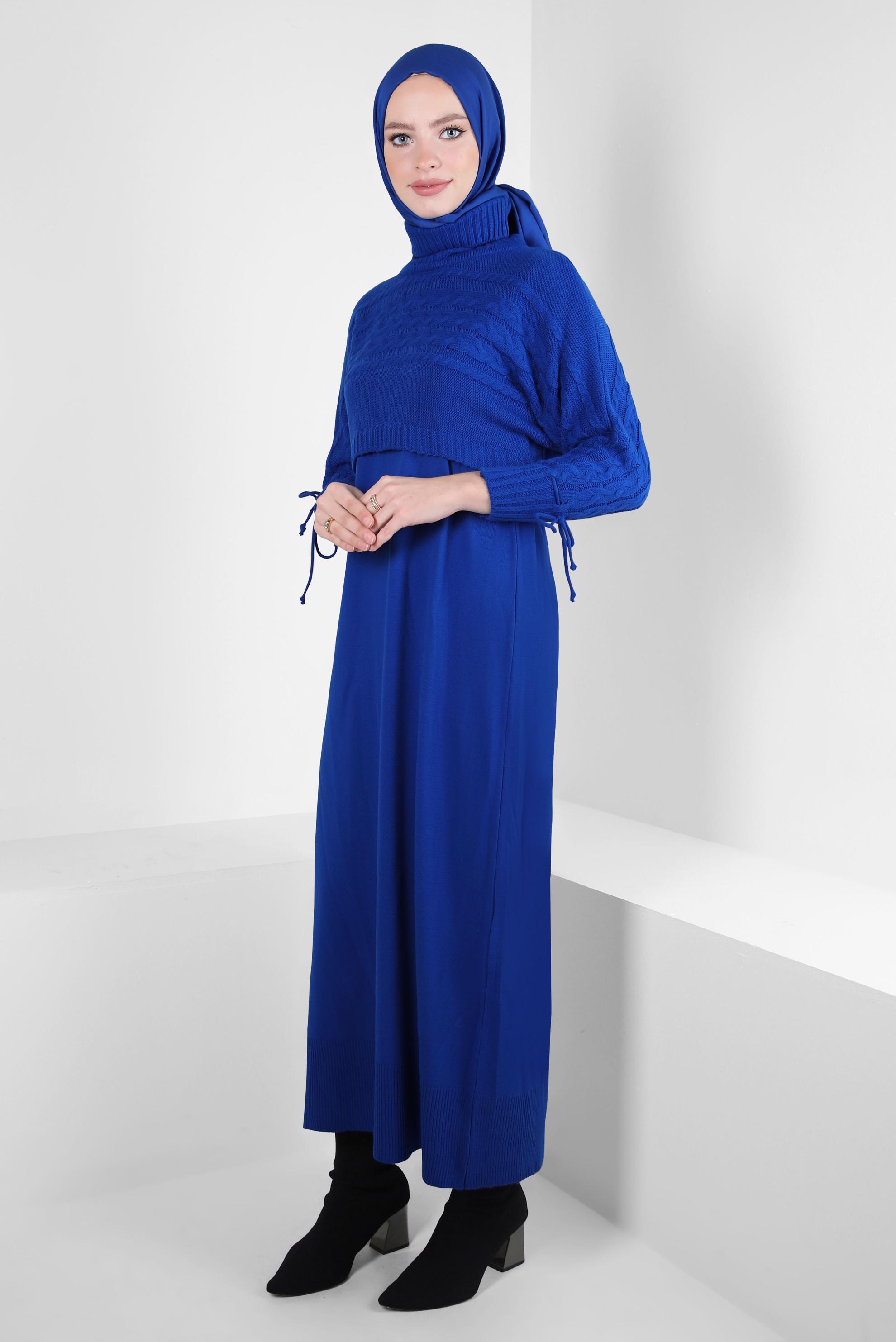 Vêtements hijab BLEU MARINE COSTUME ROBE EN TRICOT 44090