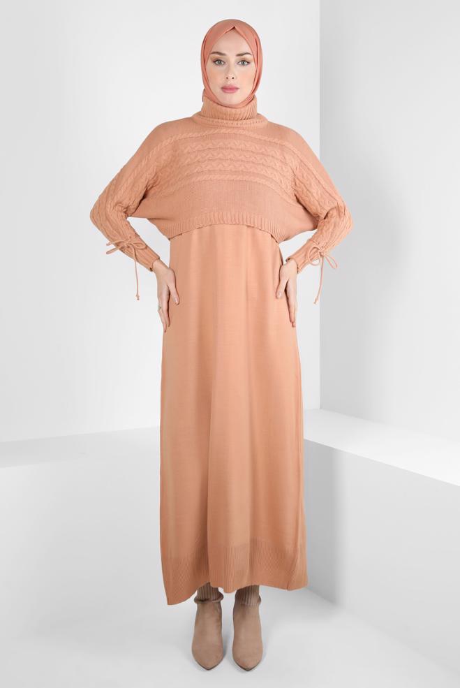 Hijab clothing POWDER KNITWEAR DRESS SUIT 44090 - ALVİNA