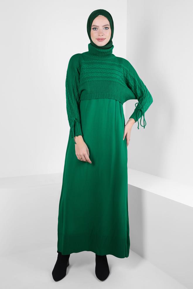 Hijab clothing GREEN KNITWEAR DRESS SUIT 44090 - ALVİNA