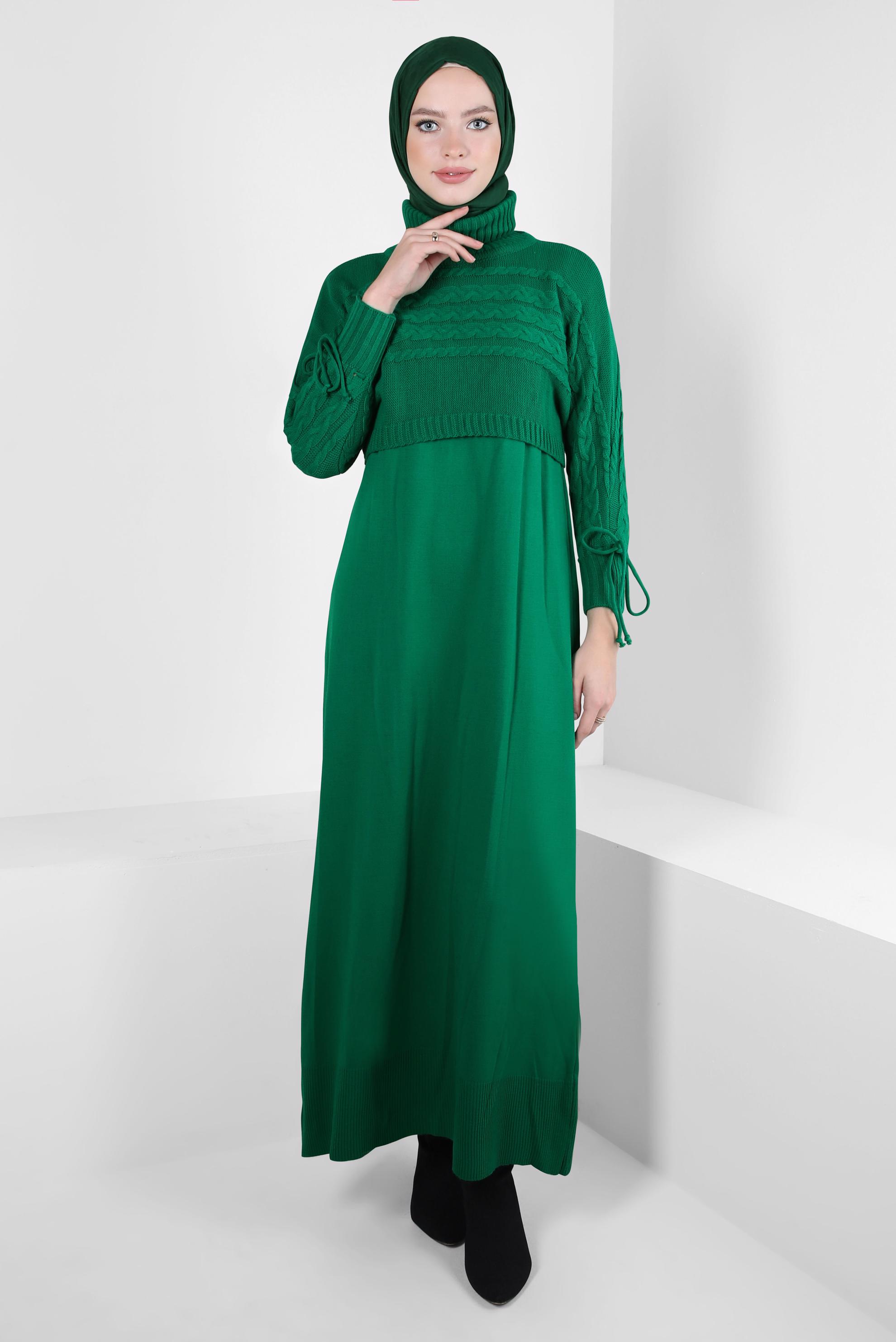 Vêtements hijab VERT COSTUME ROBE EN TRICOT 44090