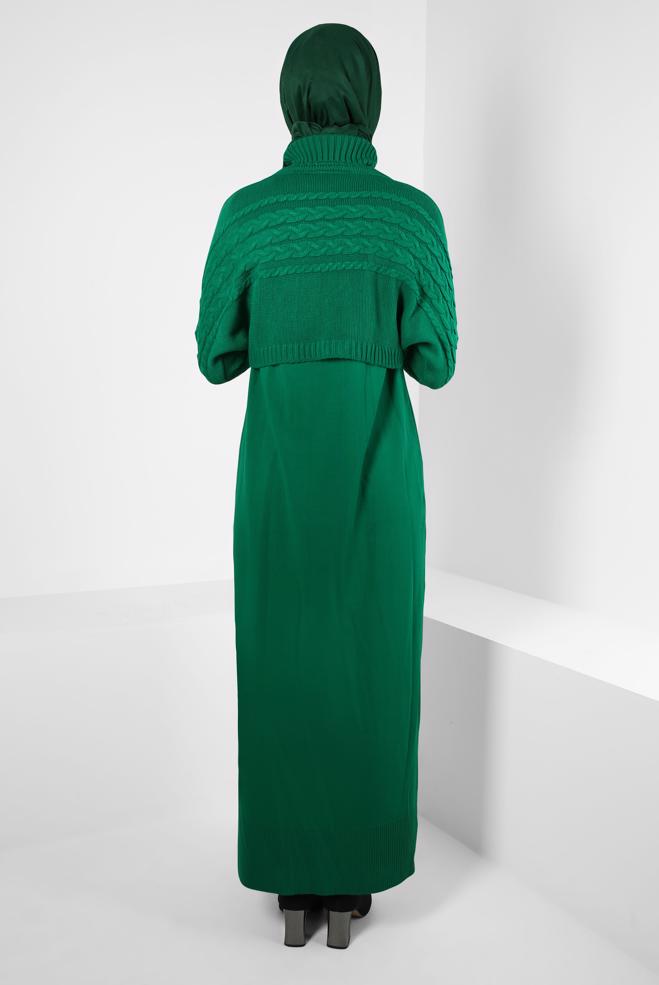 Hijab clothing GREEN KNITWEAR DRESS SUIT 44090 - ALVİNA