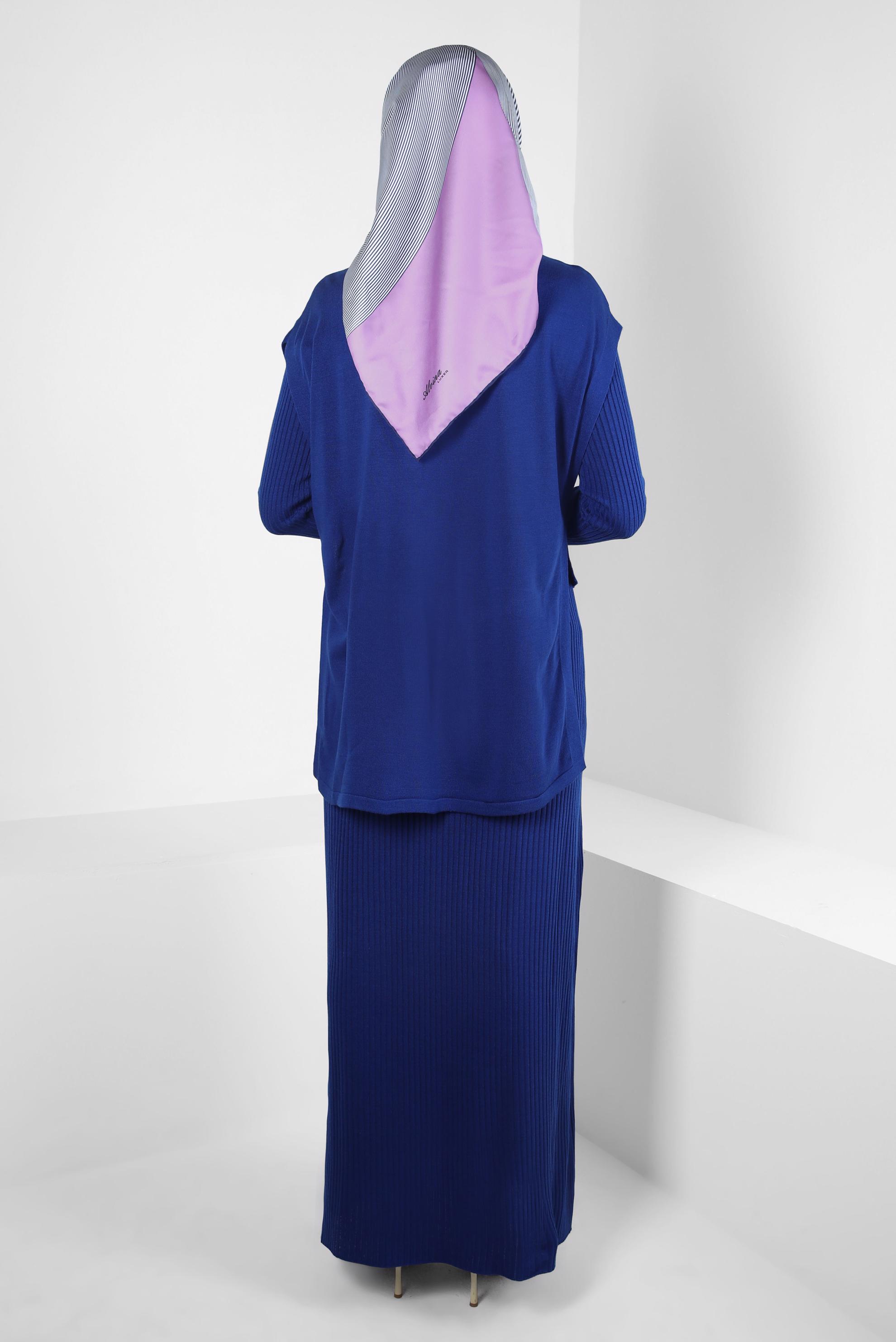 Vêtements hijab BLEU COSTUME ROBE EN TRICOT 44091