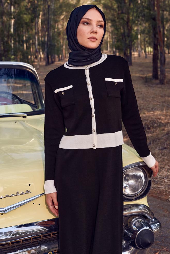 Hijab clothing BLACK DRESS SUIT WITH JACKET 44092 - ALVİNA