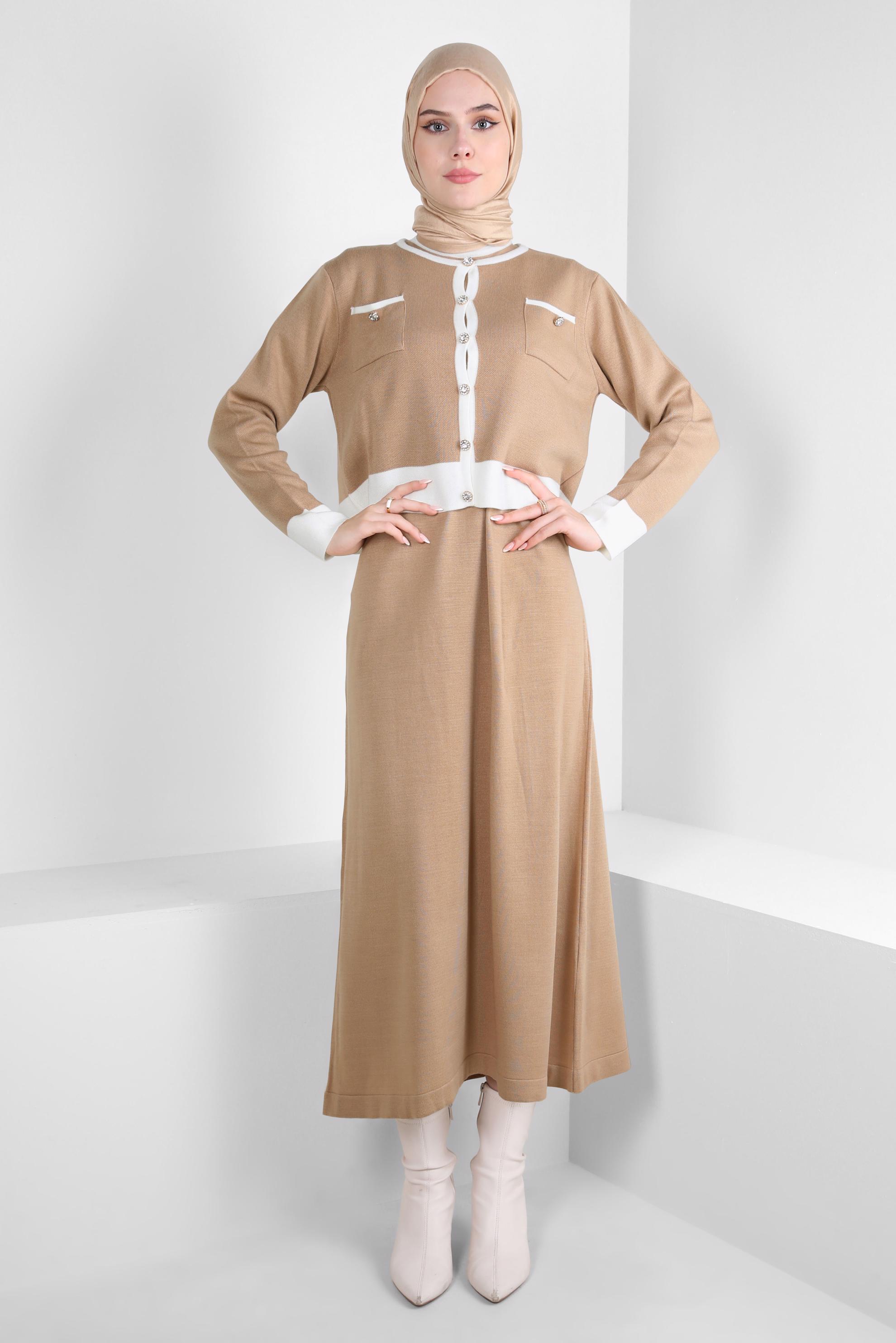 Vêtements hijab BRUN TAILLEUR ROBE AVEC VESTE 44092