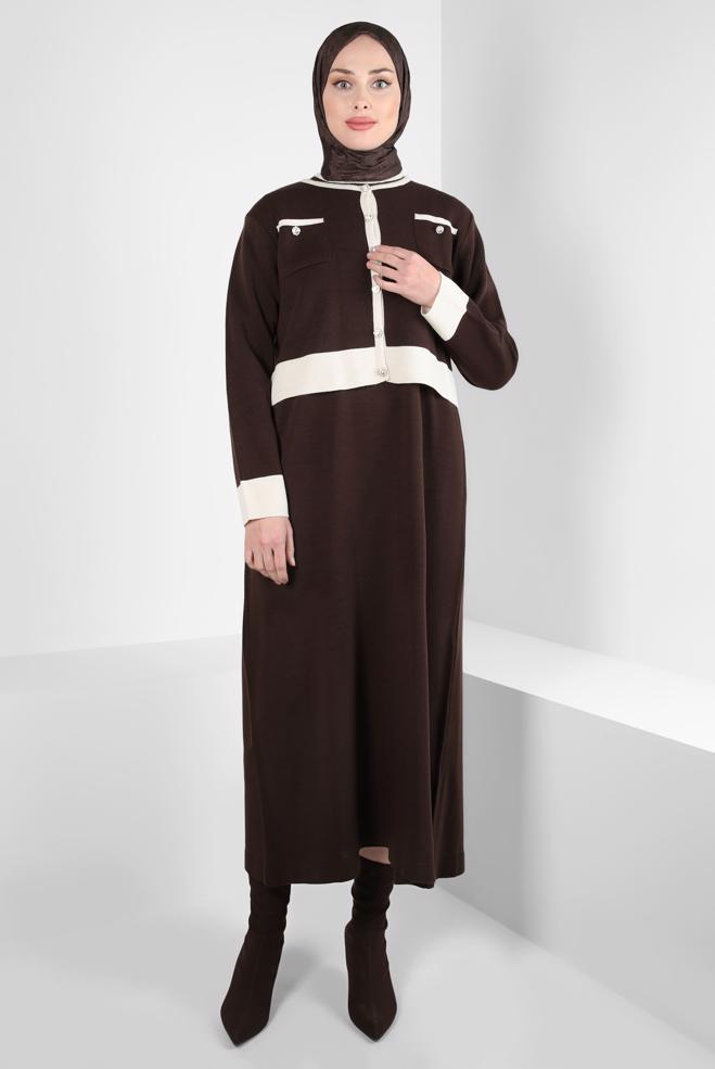 Hijab clothing BROWN DRESS SUIT WITH JACKET 44092 - ALVİNA