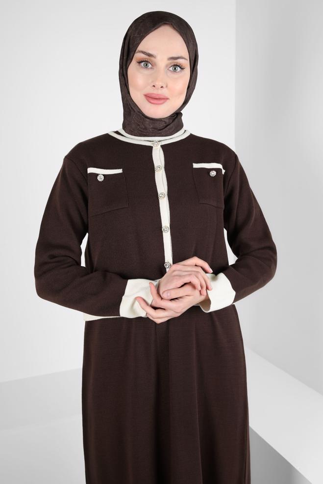 Hijab clothing BROWN DRESS SUIT WITH JACKET 44092 - ALVİNA