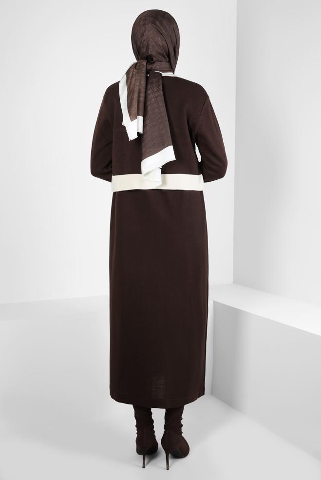 Hijab clothing BROWN DRESS SUIT WITH JACKET 44092 - ALVİNA
