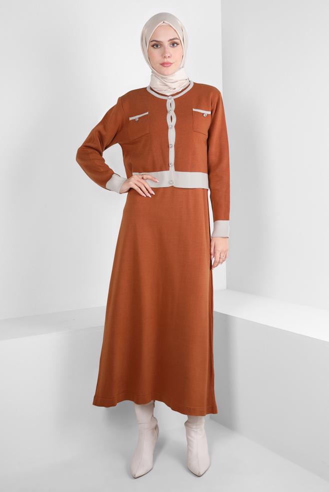 Hijab clothing ORANGE DRESS SUIT WITH JACKET 44092 - ALVİNA