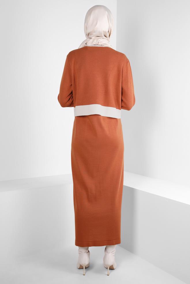 Hijab clothing ORANGE DRESS SUIT WITH JACKET 44092 - ALVİNA