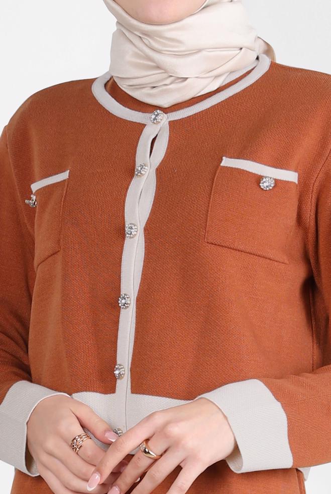 Hijab clothing ORANGE DRESS SUIT WITH JACKET 44092 - ALVİNA