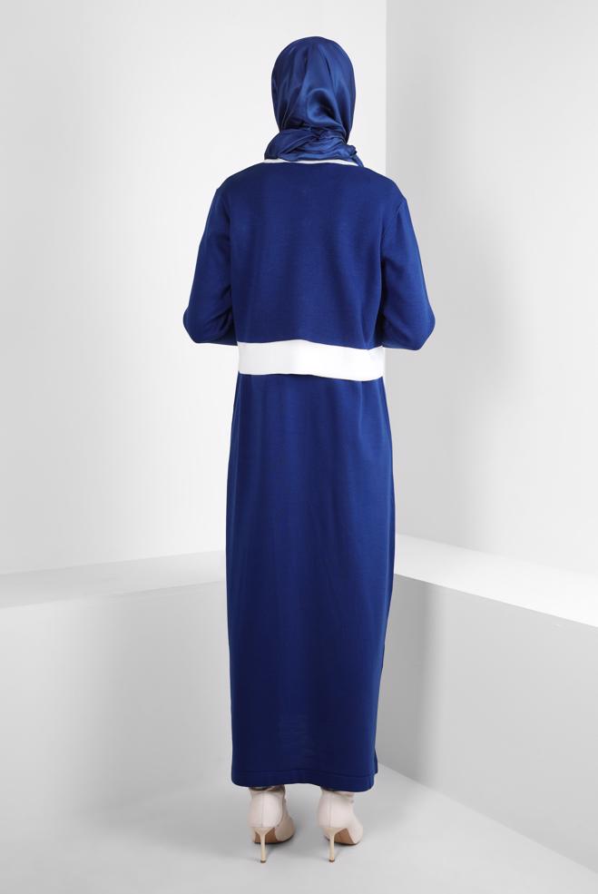 Hijab clothing BLUE DRESS SUIT WITH JACKET 44092 - ALVİNA