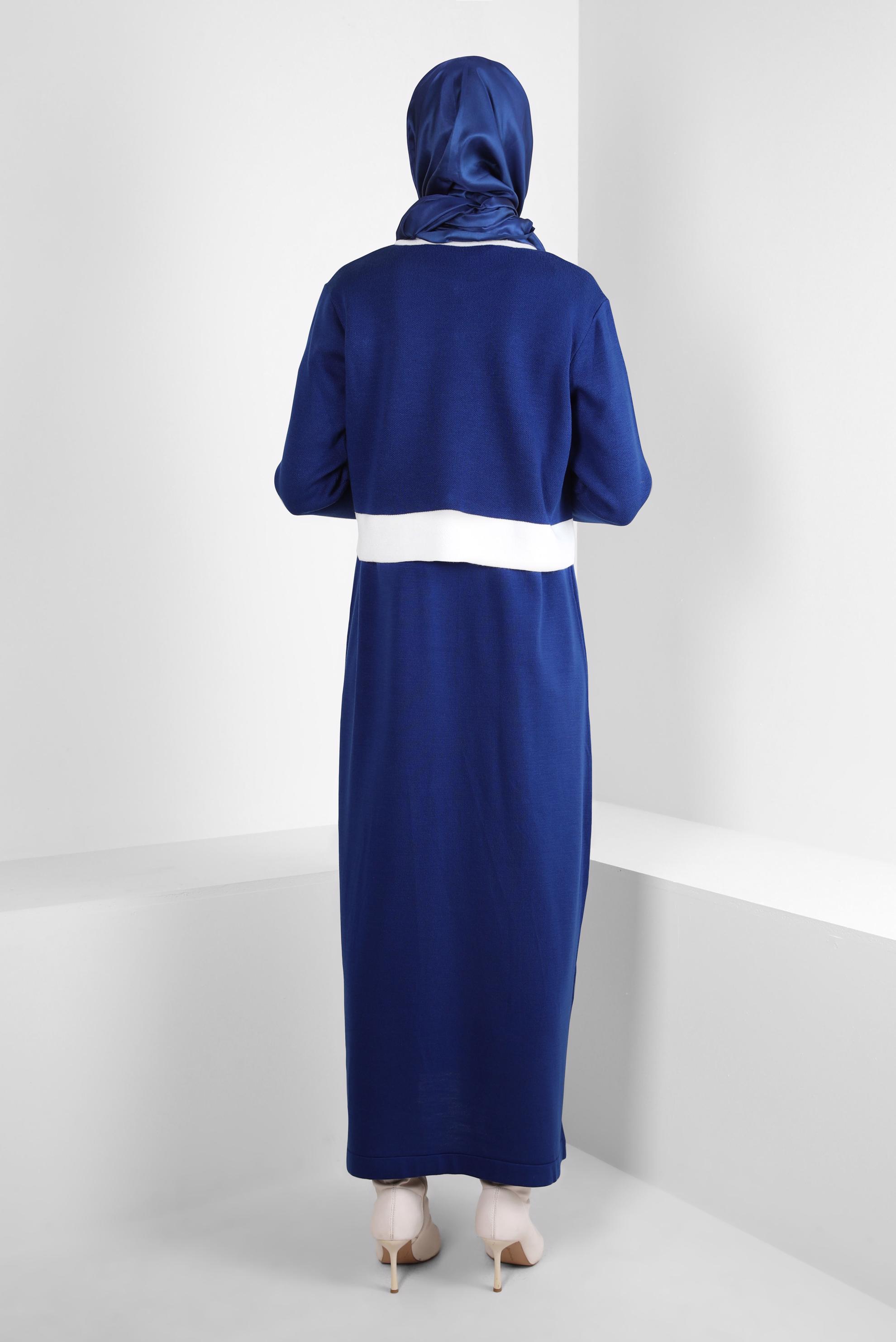 Vêtements hijab BLEU TAILLEUR ROBE AVEC VESTE 44092