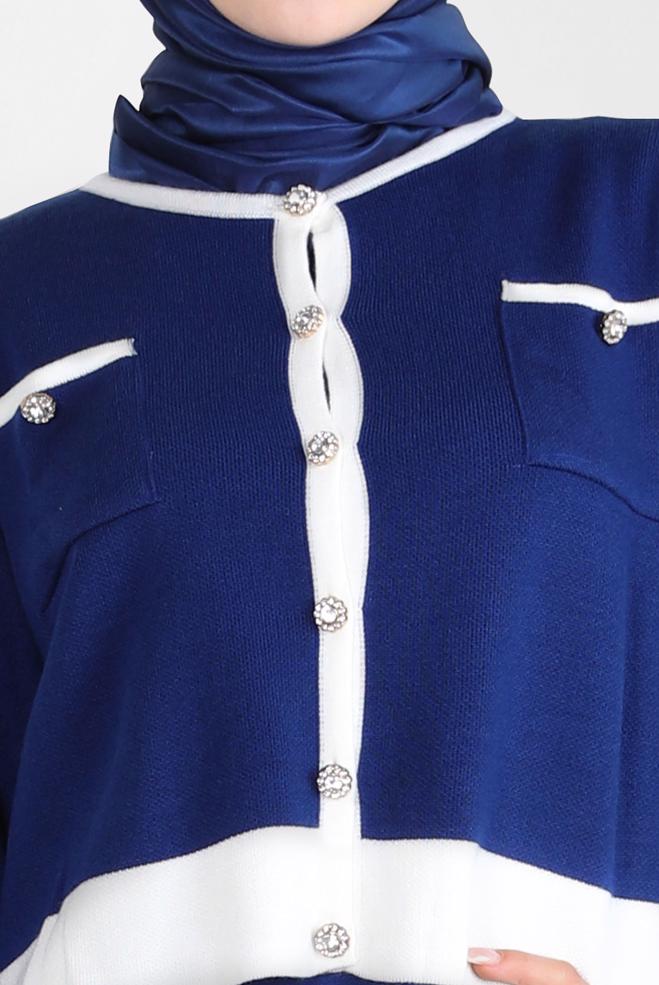 Hijab clothing BLUE DRESS SUIT WITH JACKET 44092 - ALVİNA