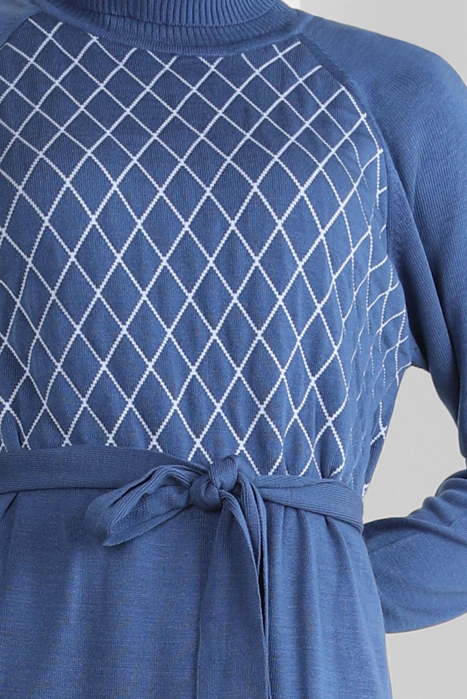 Tesettür giyim LACİVERT KUŞAKLI TRİKO ELBİSE 44093