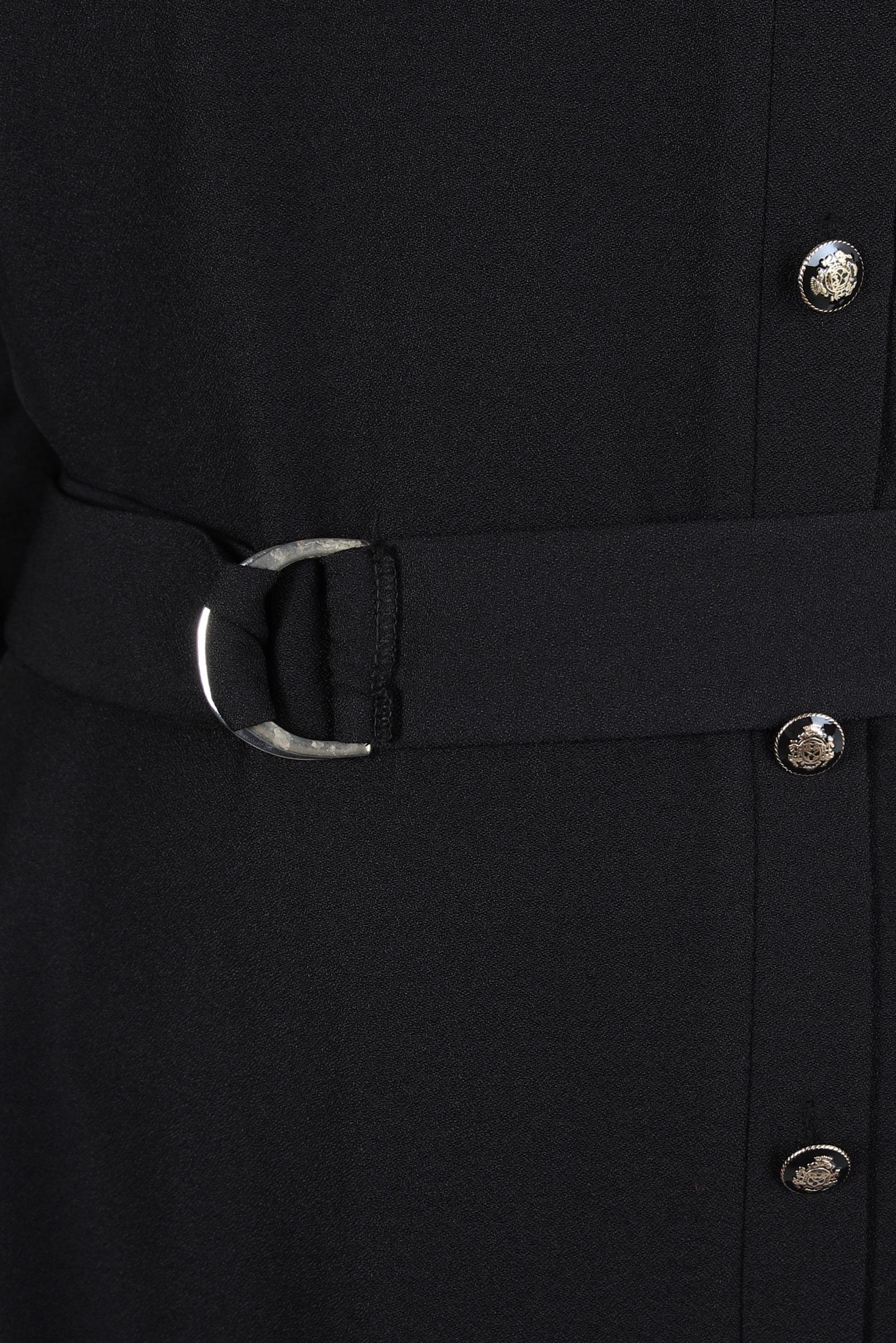 Tesettür giyim SİYAH KEMERLİ KREP ELBİSE 44160