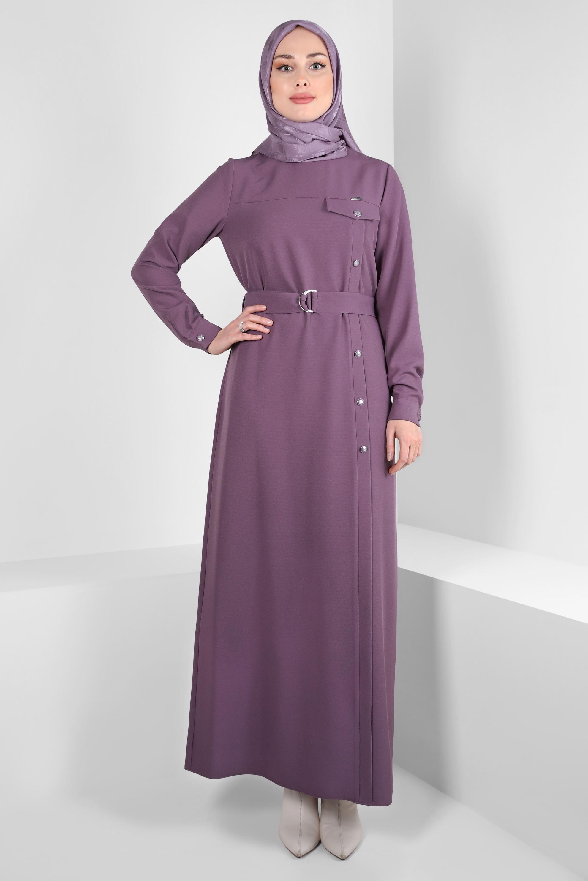 Hijab clothing PURPLE BELTED DRESS 44160