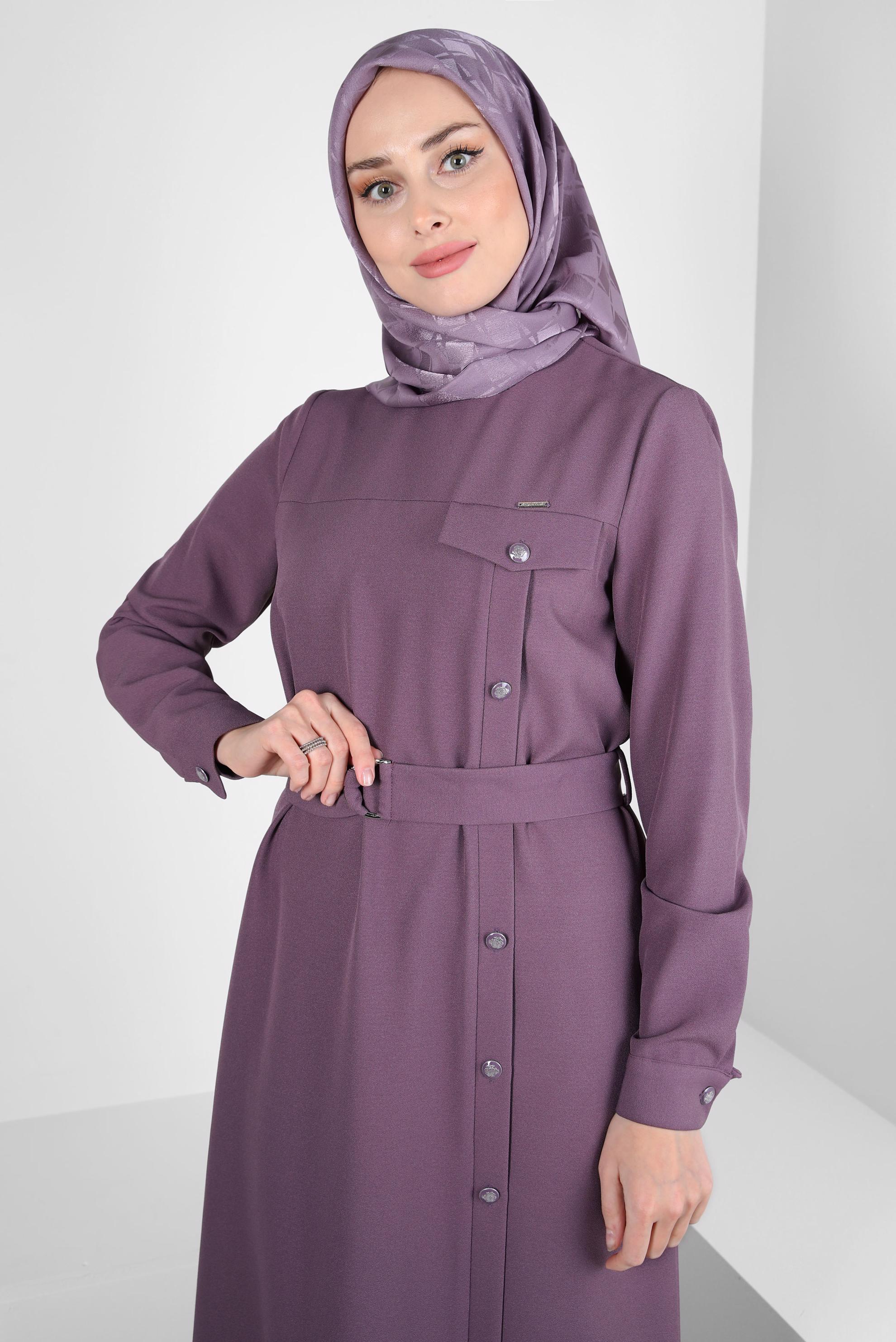 Hijab clothing PURPLE BELTED DRESS 44160