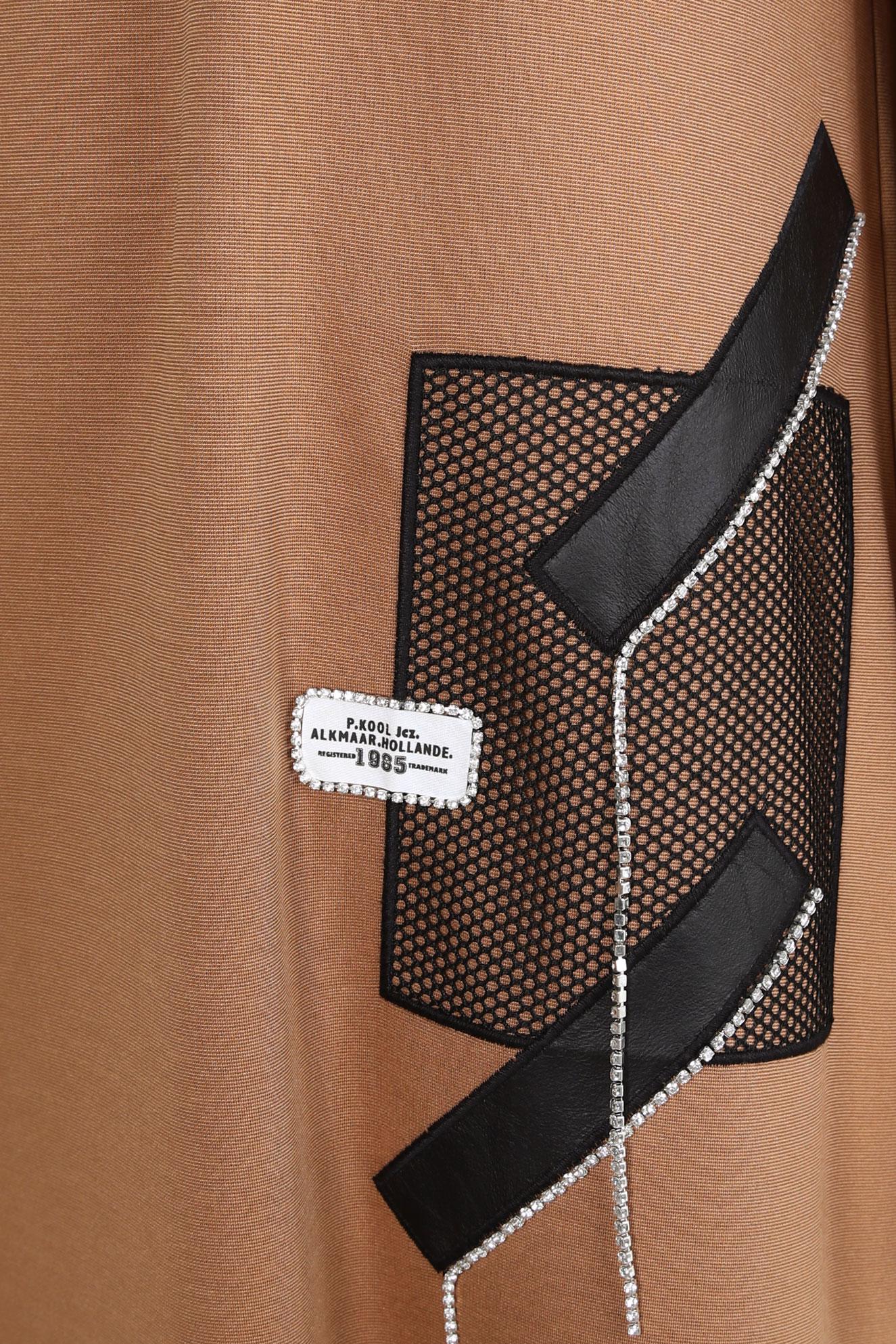 Tesettür giyim KAHVE FİLE DETAYLI ELBİSE 44168