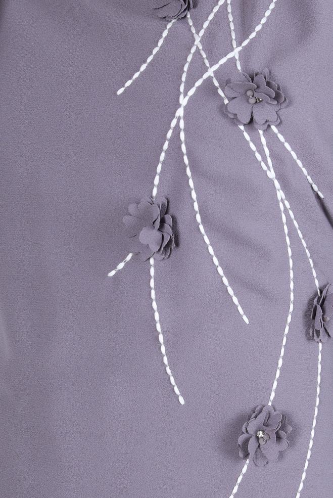 Tesettür giyim MOR ÇİÇEK DETAYLI KREP ELBİSE 44179 - ALVİNA