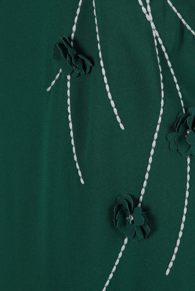 Tesettür giyim YEŞİL ÇİÇEK DETAYLI KREP ELBİSE 44179 - ALVİNA