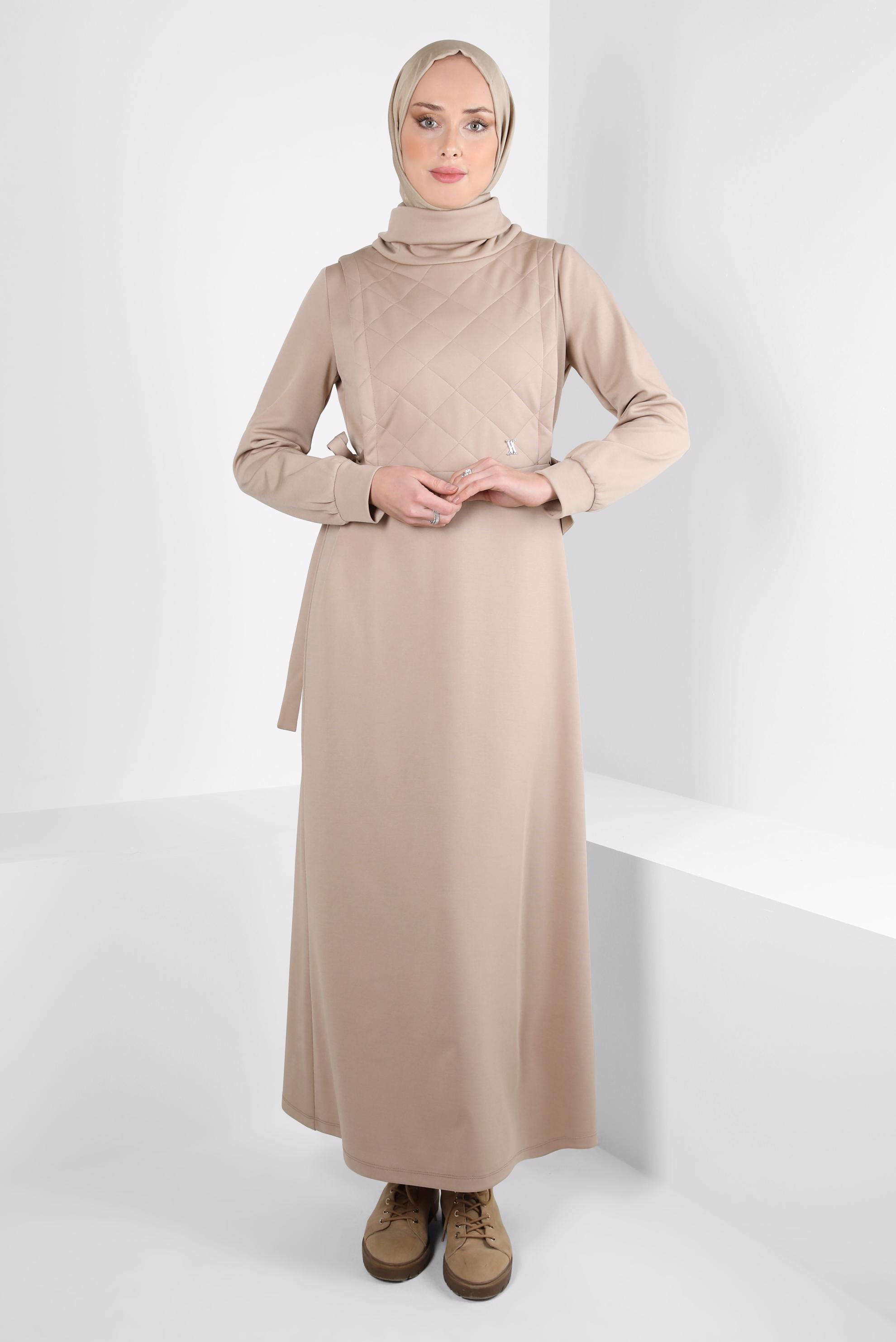 Hijab clothing BEIGE LACING DETAIL DRESS 44197