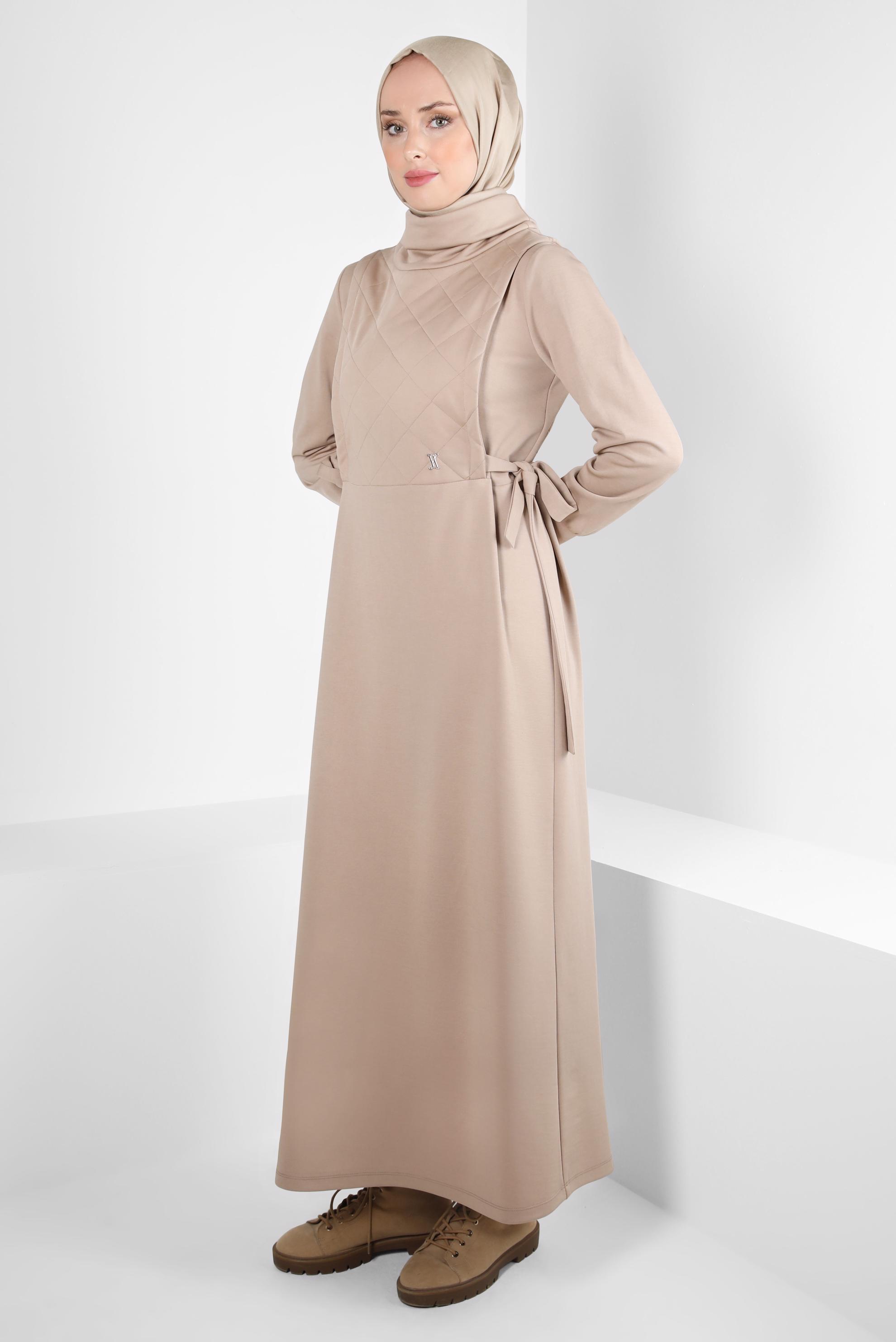 Hijab clothing BEIGE LACING DETAIL DRESS 44197
