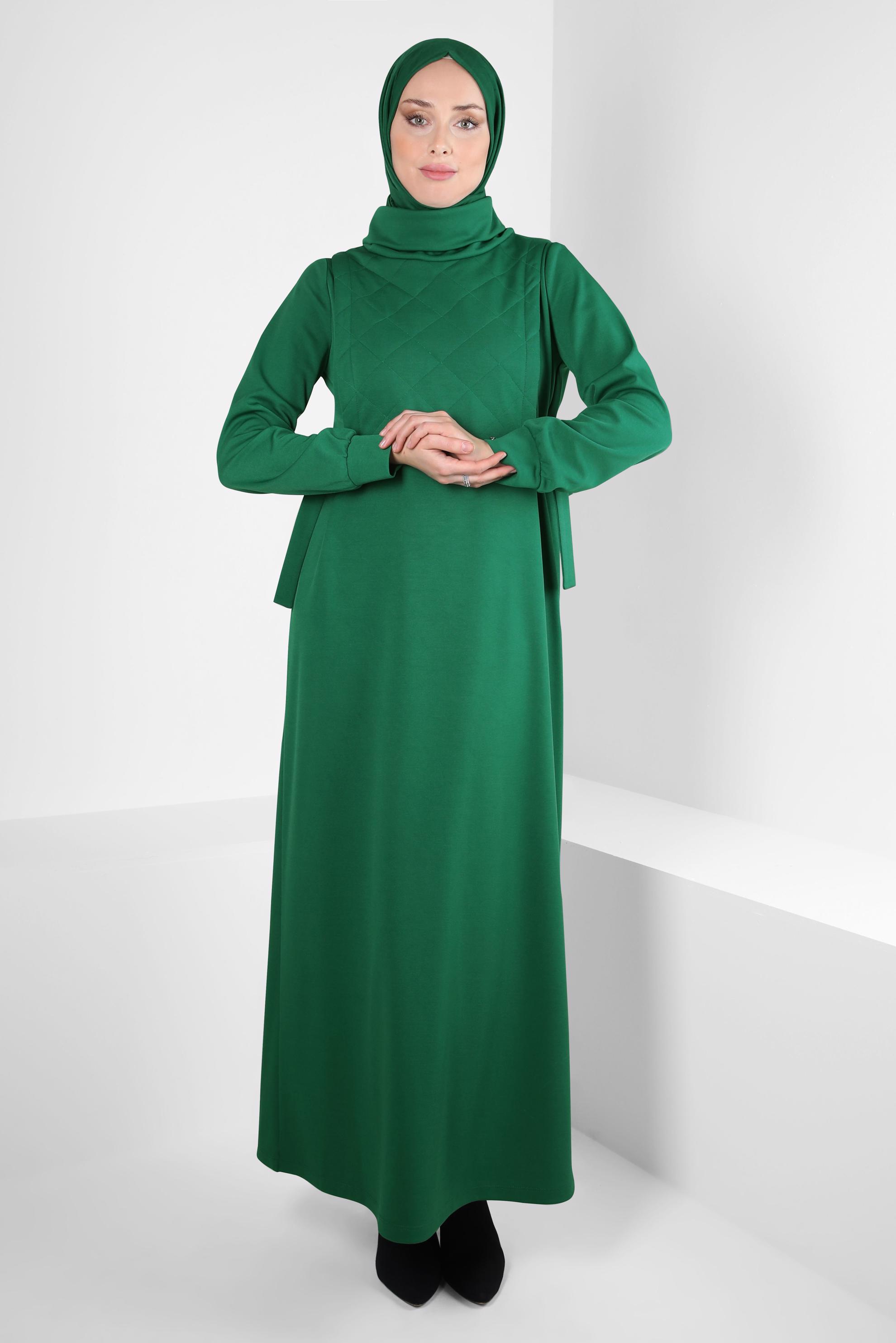 Hijab clothing GREEN LACING DETAIL DRESS 44197