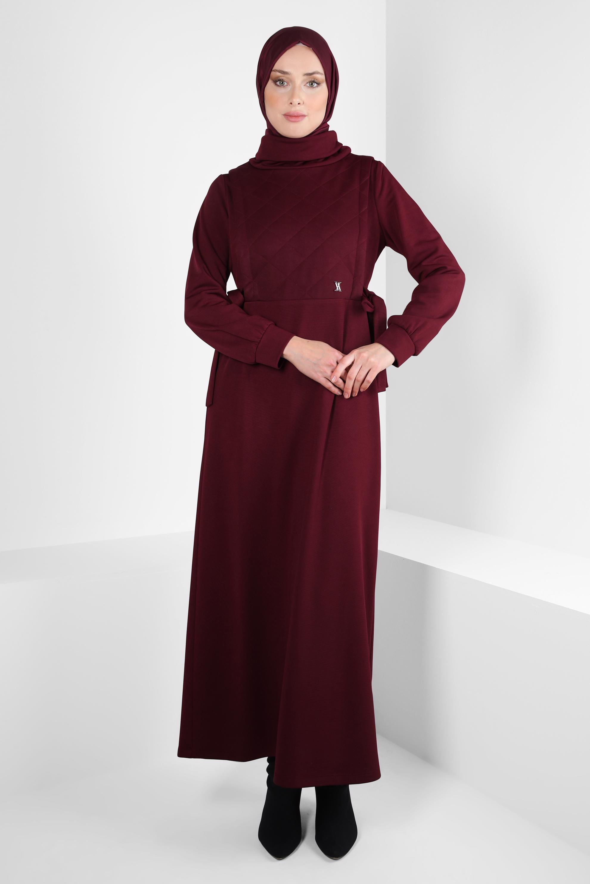 Hijab clothing CLARET RED LACING DETAIL DRESS 44197