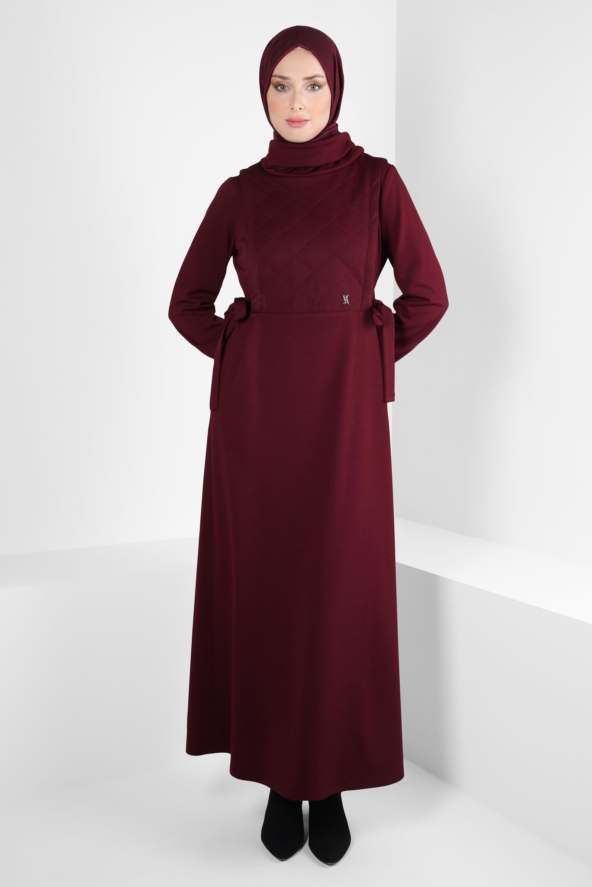 Hijab clothing CLARET RED LACING DETAIL DRESS 44197