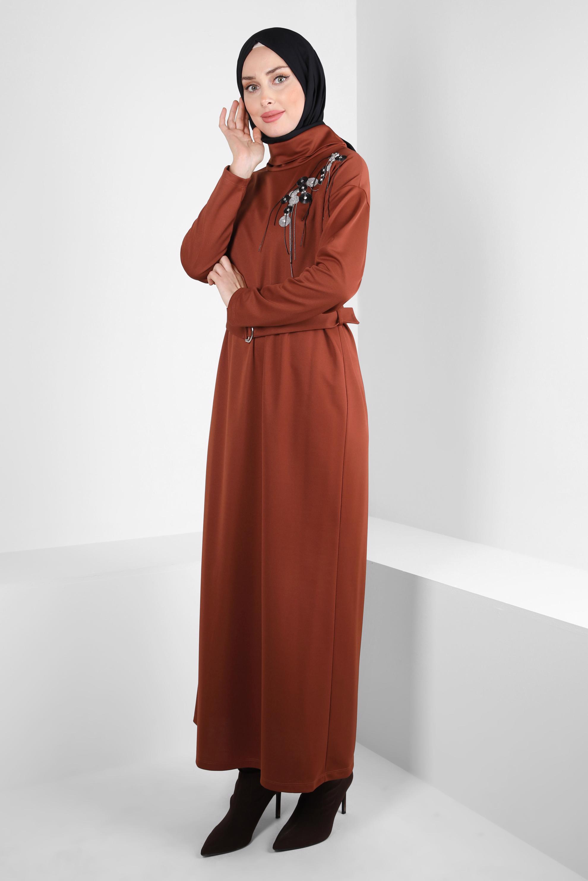 Hijab clothing ORANGE BELTED DRESS 44213