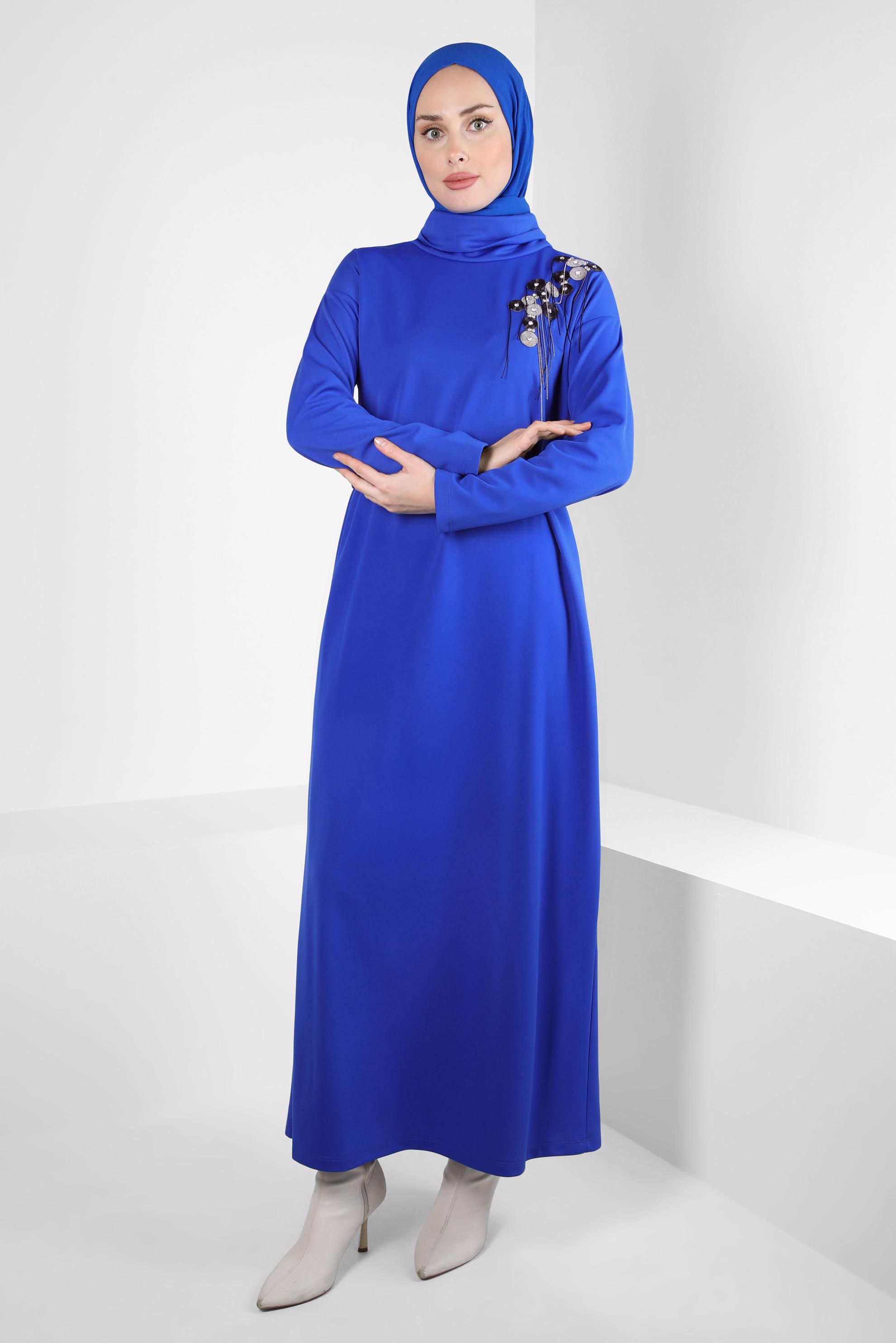 Hijab clothing NAVY BLUE BELTED DRESS 44213