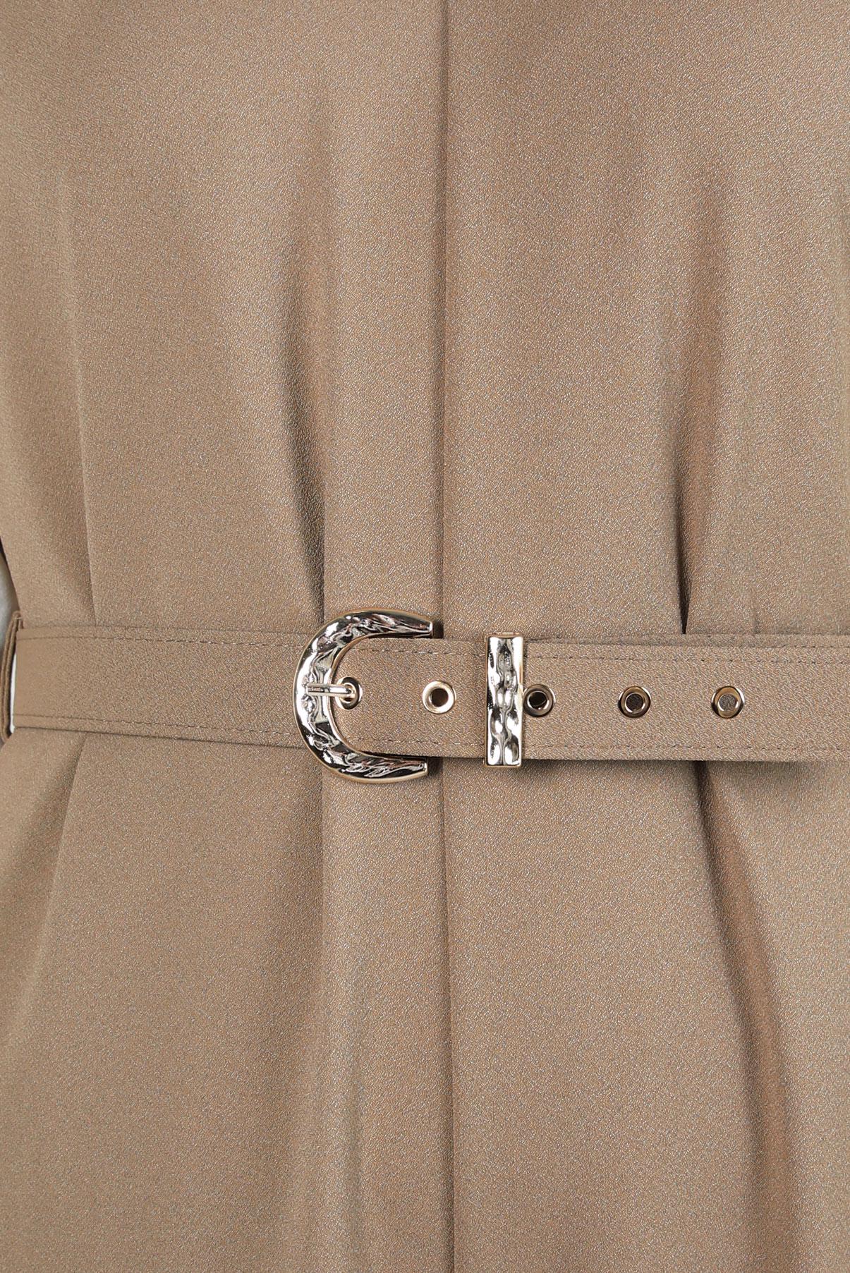 Tesettür giyim BEJ KEMERLİ İKİLİ KREP TULUM 44231