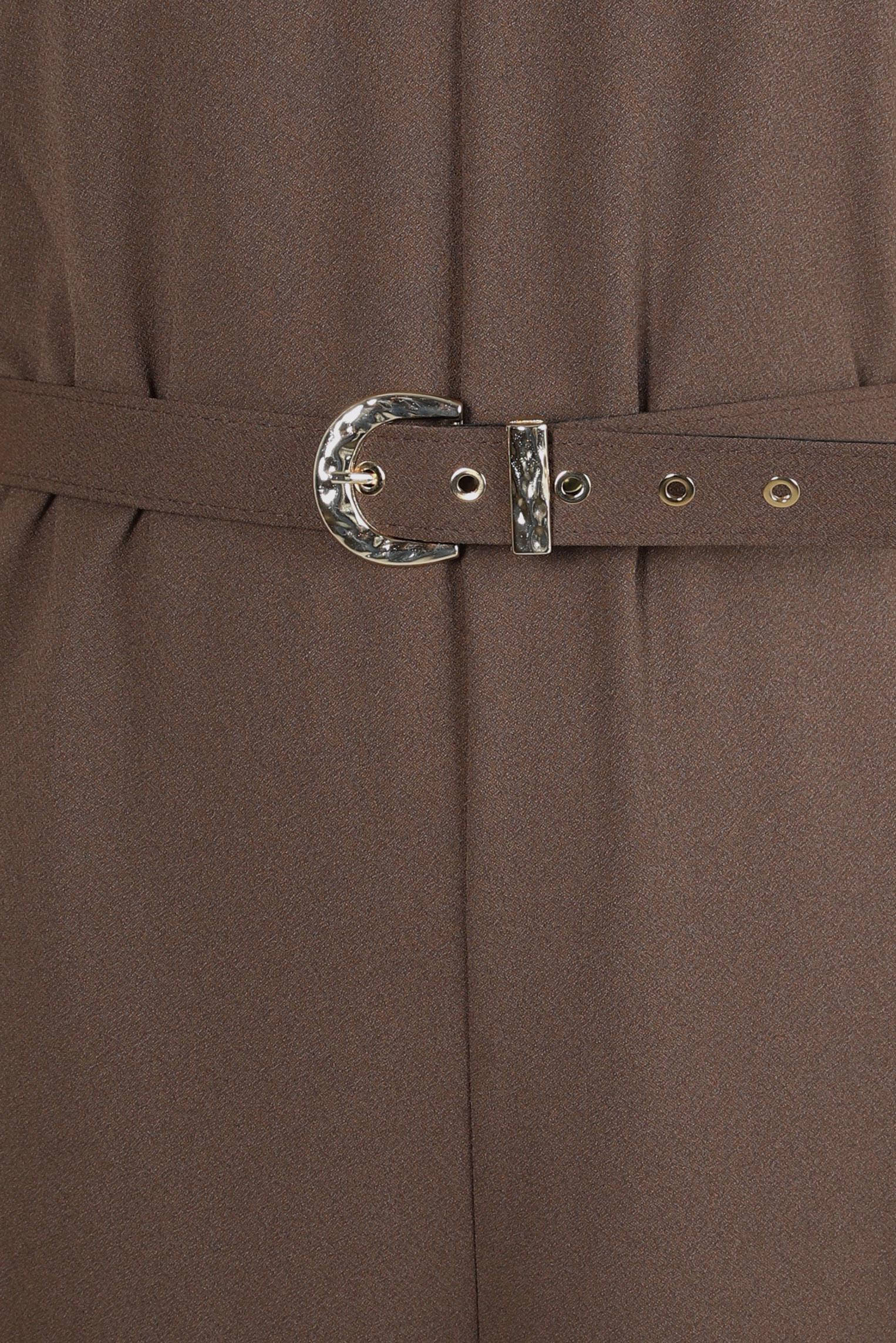 Tesettür giyim KAHVE KEMERLİ İKİLİ KREP TULUM 44231