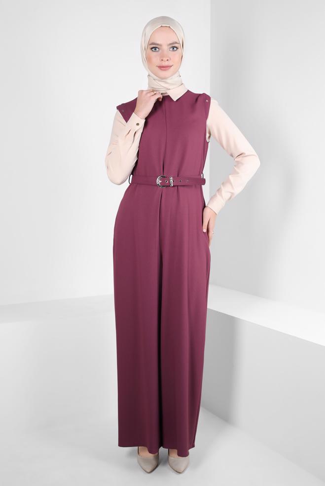 Hijab clothing PINK BELTED 2-PIECE JUMPSUIT 44231 - ALVİNA