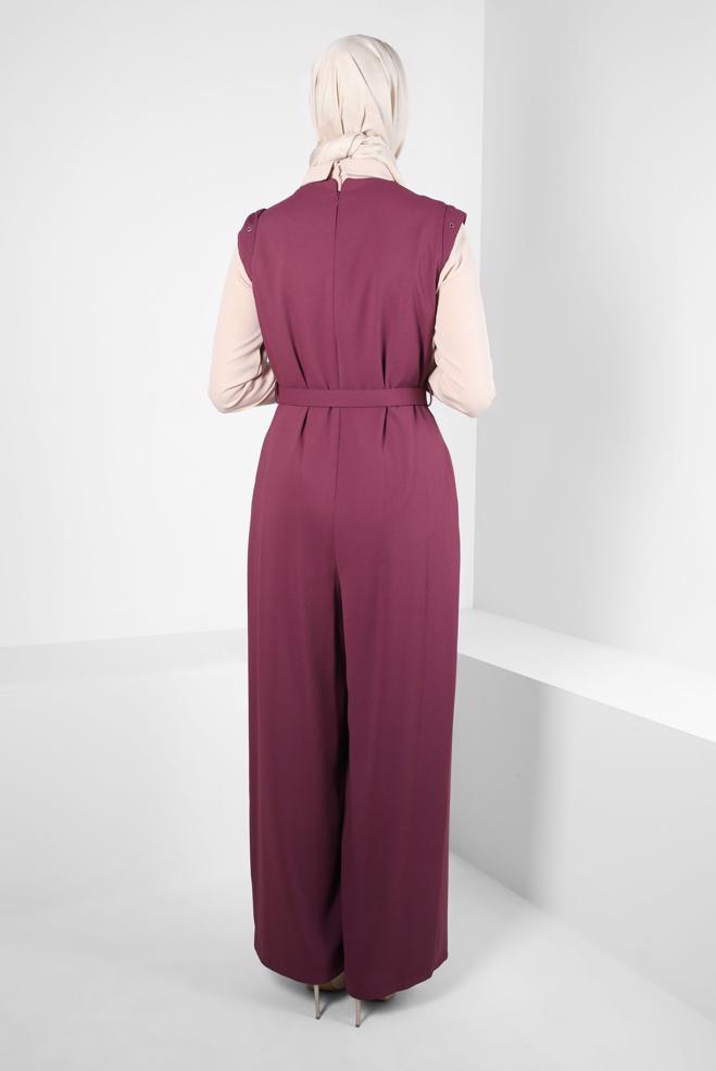 Hijab clothing PINK BELTED 2-PIECE JUMPSUIT 44231 - ALVİNA