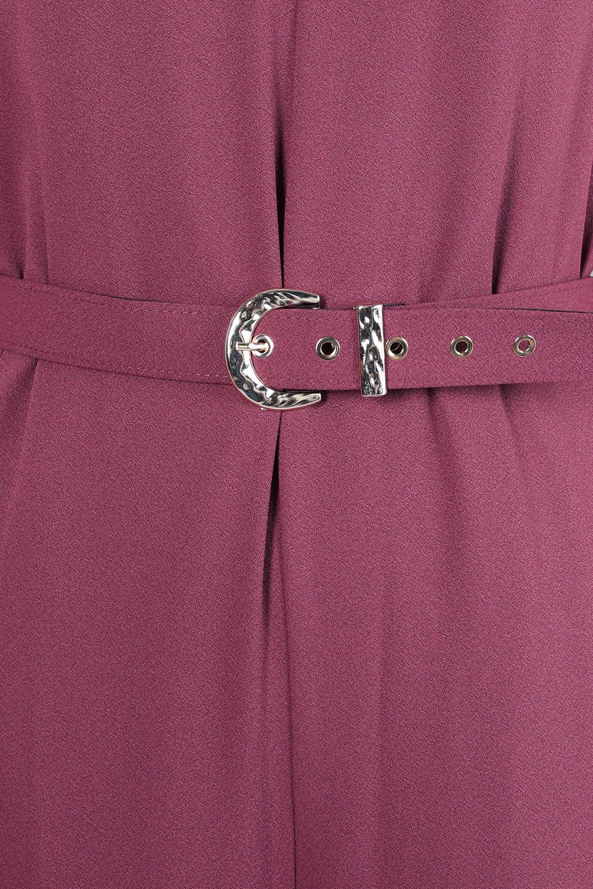 Tesettür giyim PEMBE KEMERLİ İKİLİ KREP TULUM 44231