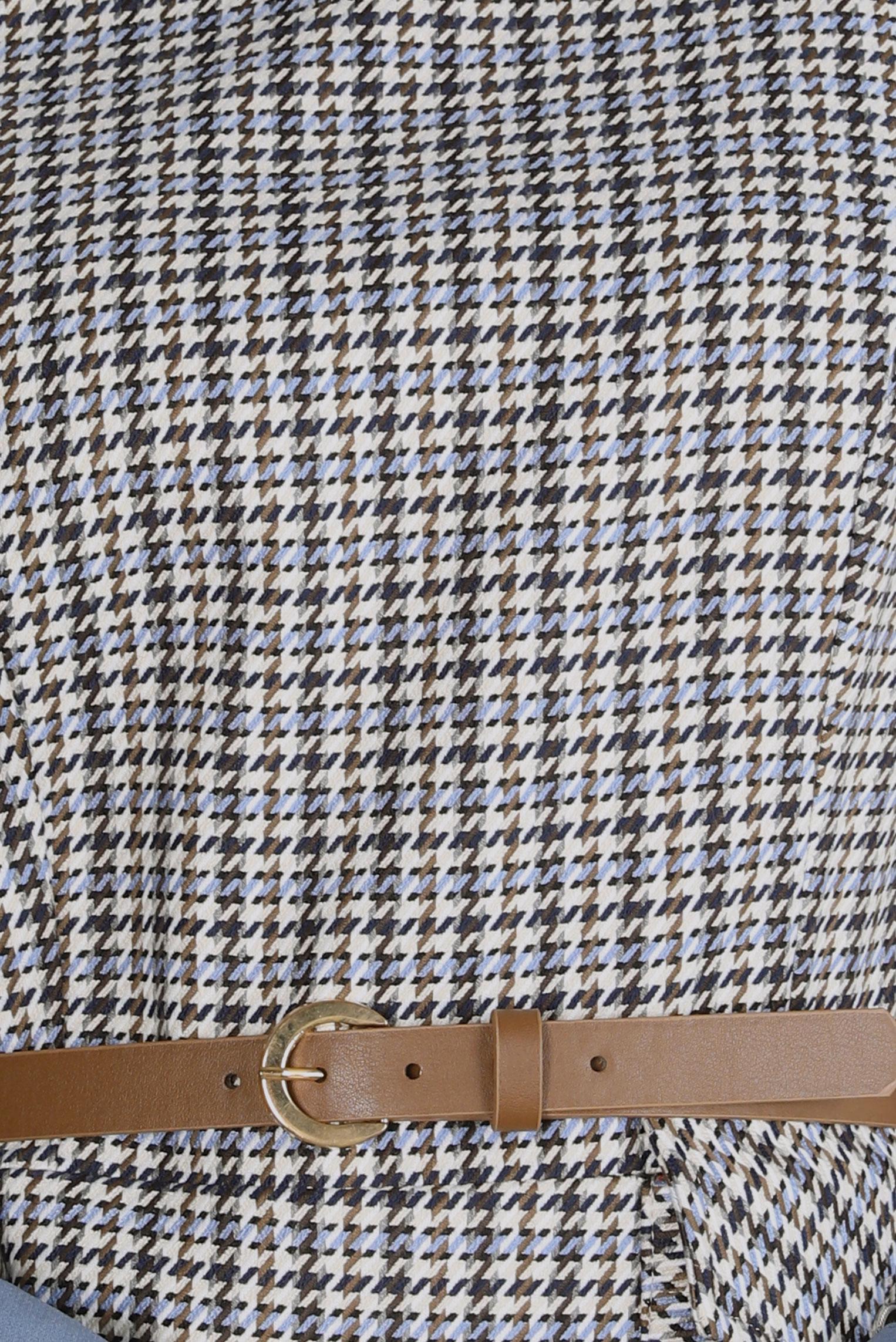 Tesettür giyim MAVİ DESENLİ KEMERLİ ELBİSE 44232