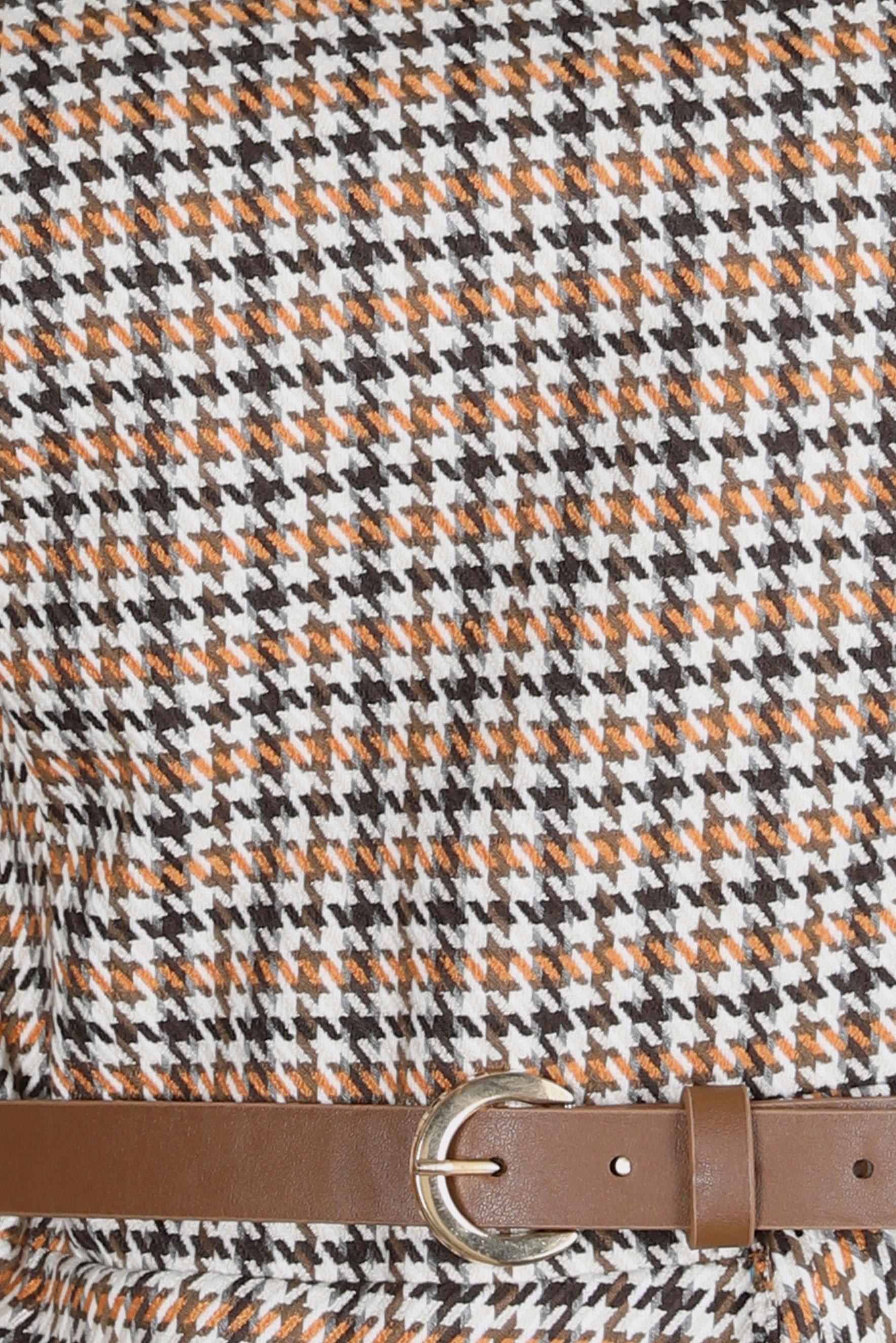 Tesettür giyim TURUNCU DESENLİ KEMERLİ ELBİSE 44232