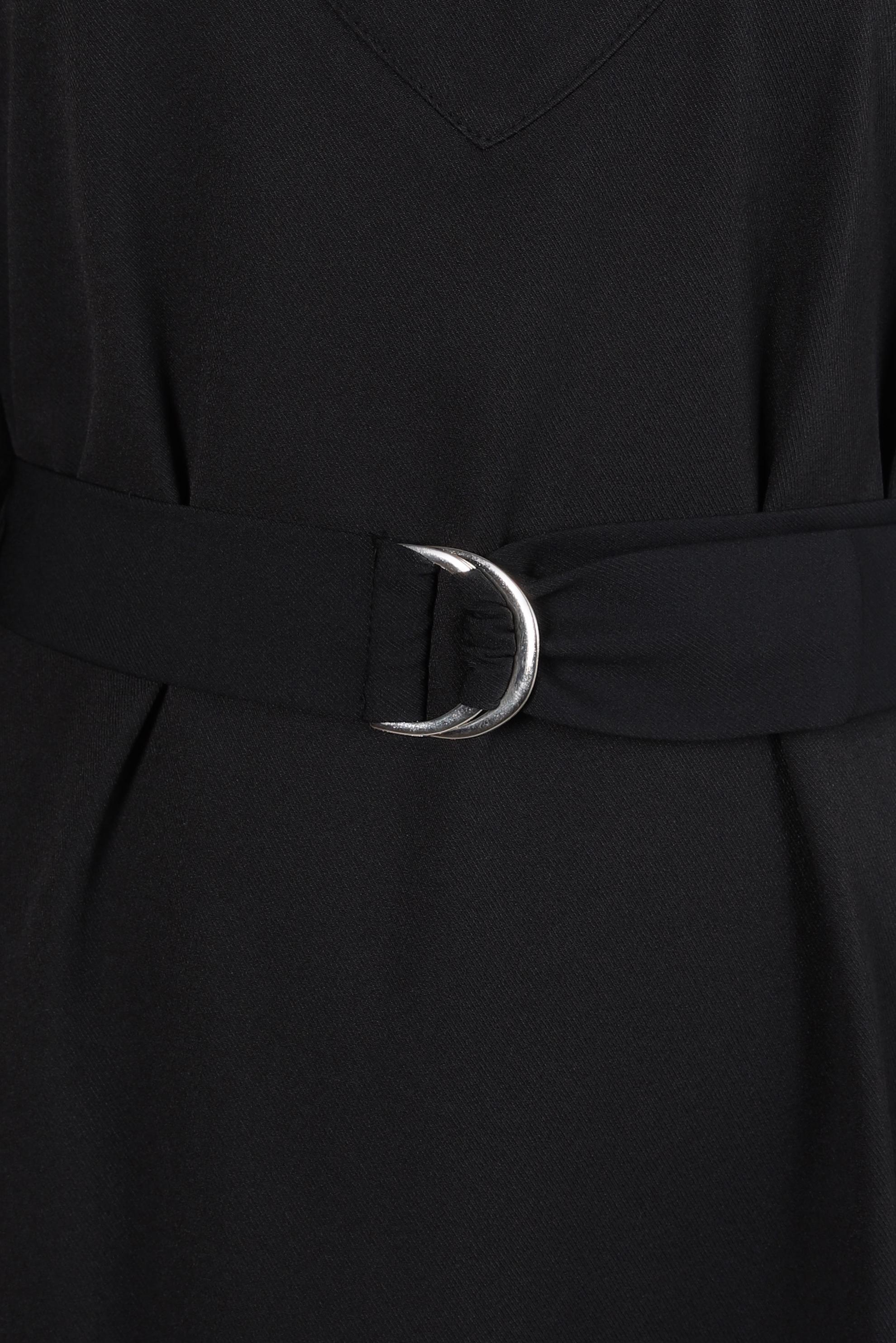 Tesettür giyim SİYAH KEMERLİ JİLE ELBİSE 44252