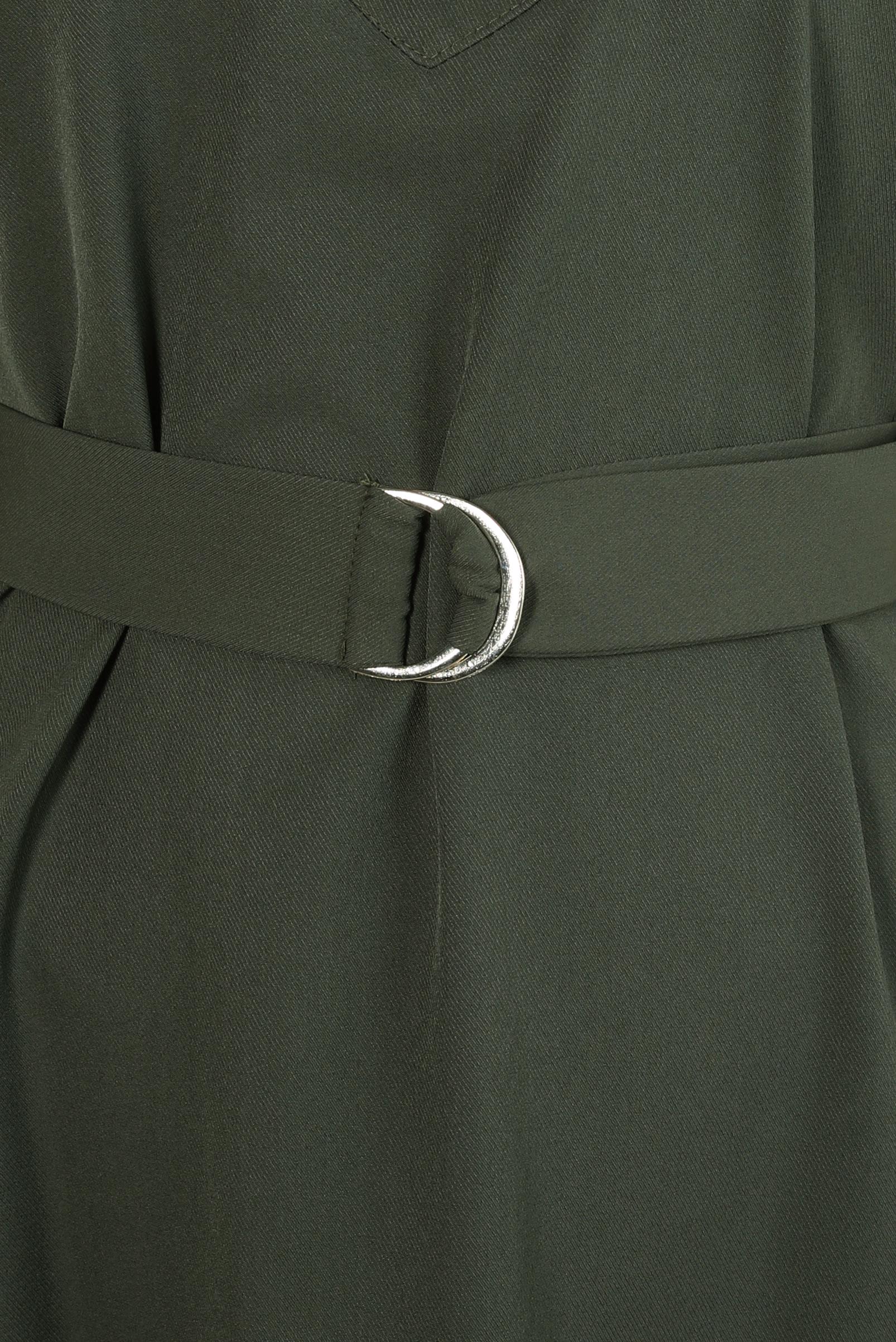 Tesettür giyim HAKİ KEMERLİ JİLE ELBİSE 44252