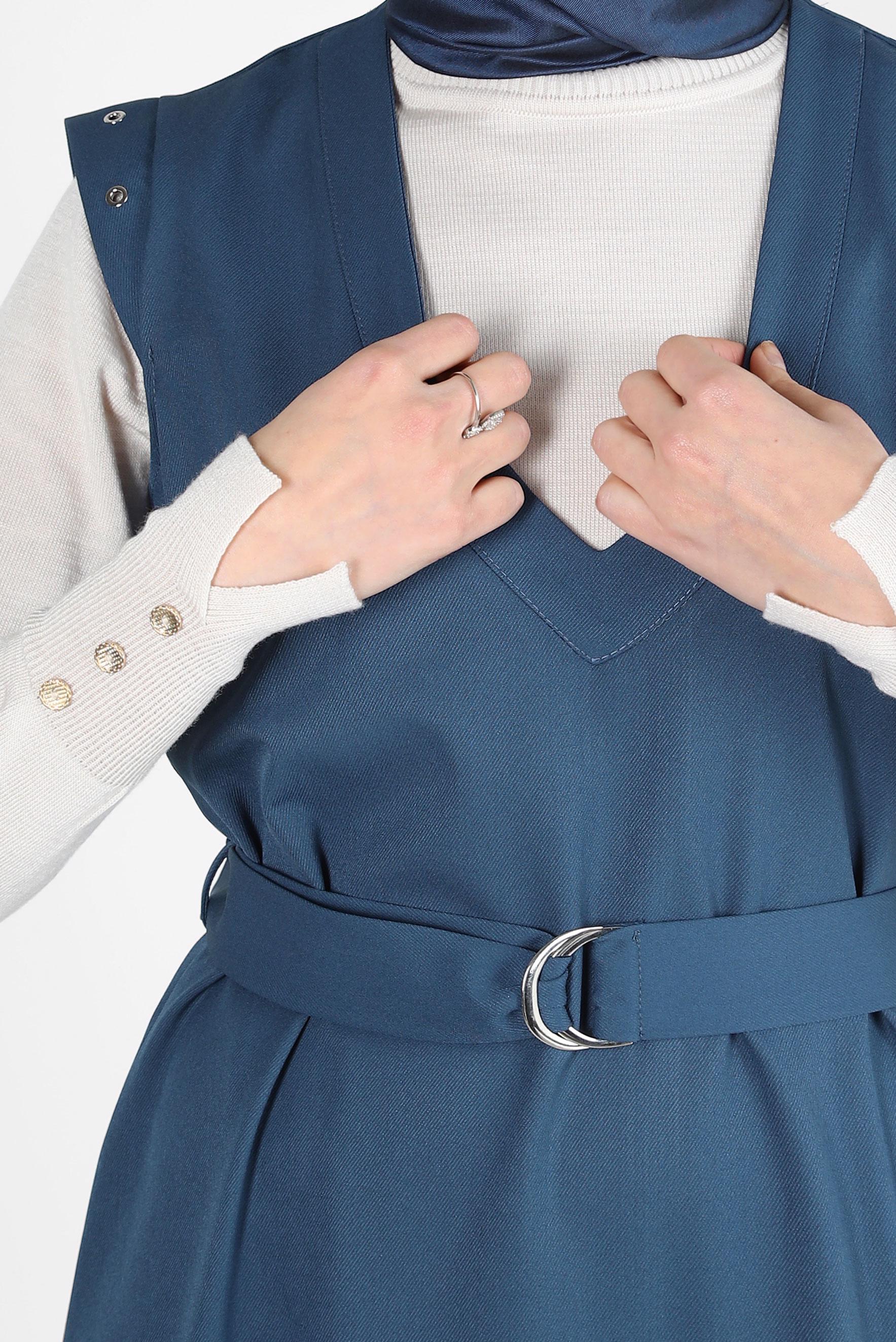 Hijab clothing NAVY BLUE BELTED PINAFORE DRESS 44252