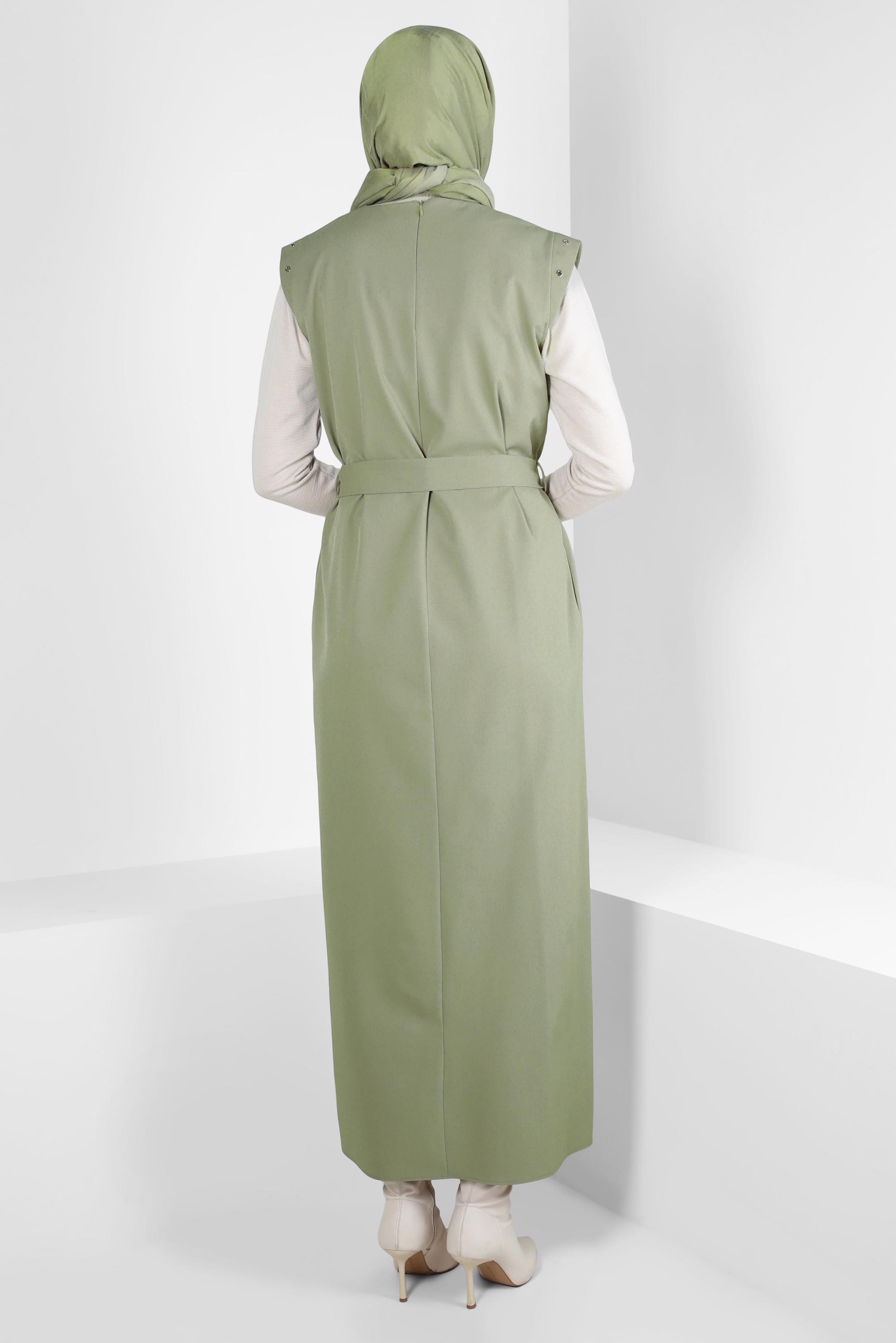 Hijab clothing GREEN BELTED PINAFORE DRESS 44252