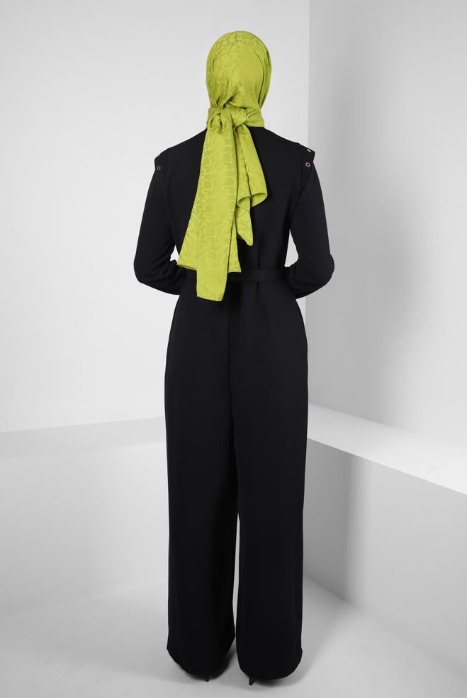 Hijab clothing BLACK BELTED JUMPSUIT 44253 - ALVİNA