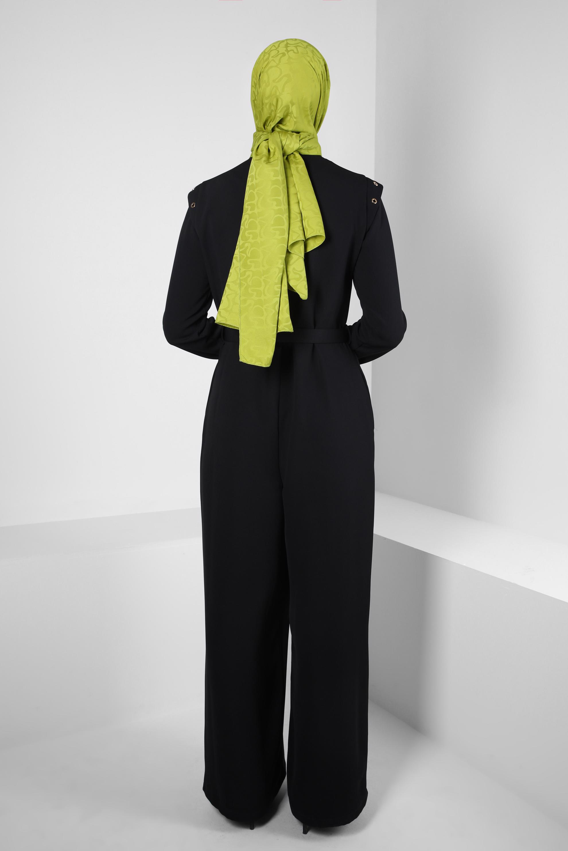 Tesettür giyim SİYAH KEMERLİ TULUM 44253