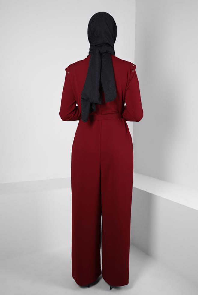 Hijab clothing RED BELTED JUMPSUIT 44253 - ALVİNA