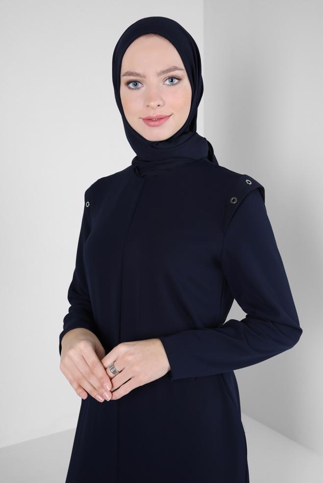 Hijab clothing NAVY BLUE BELTED JUMPSUIT 44253 - ALVİNA