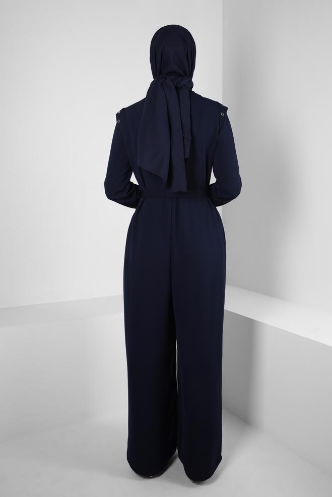 Hijab clothing NAVY BLUE BELTED JUMPSUIT 44253 - ALVİNA