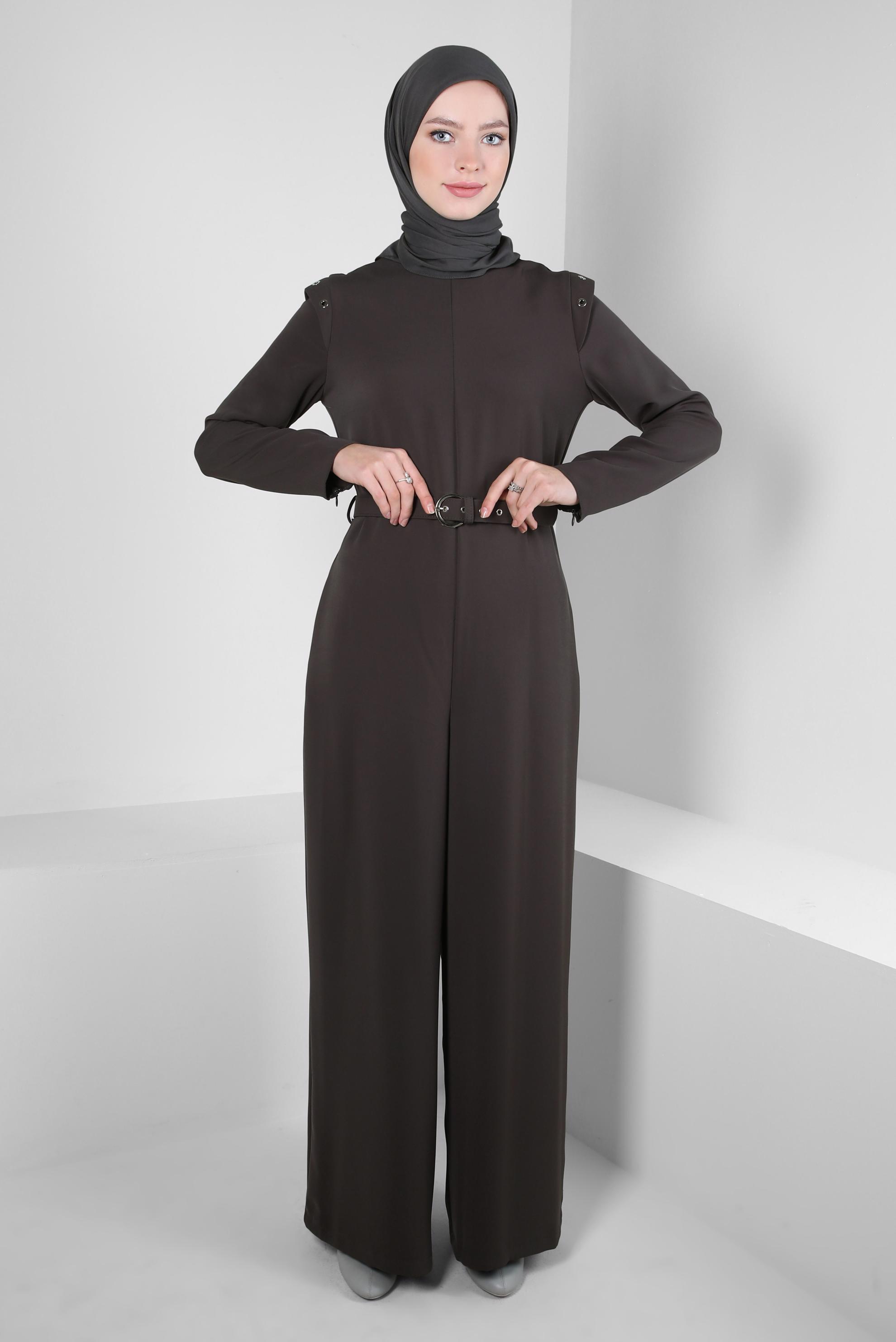 Tesettür giyim VİZON KEMERLİ TULUM 44253