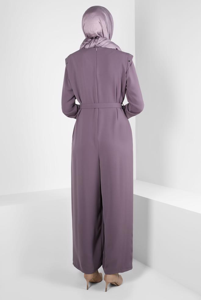 Hijab clothing PINK BELTED JUMPSUIT 44253 - ALVİNA